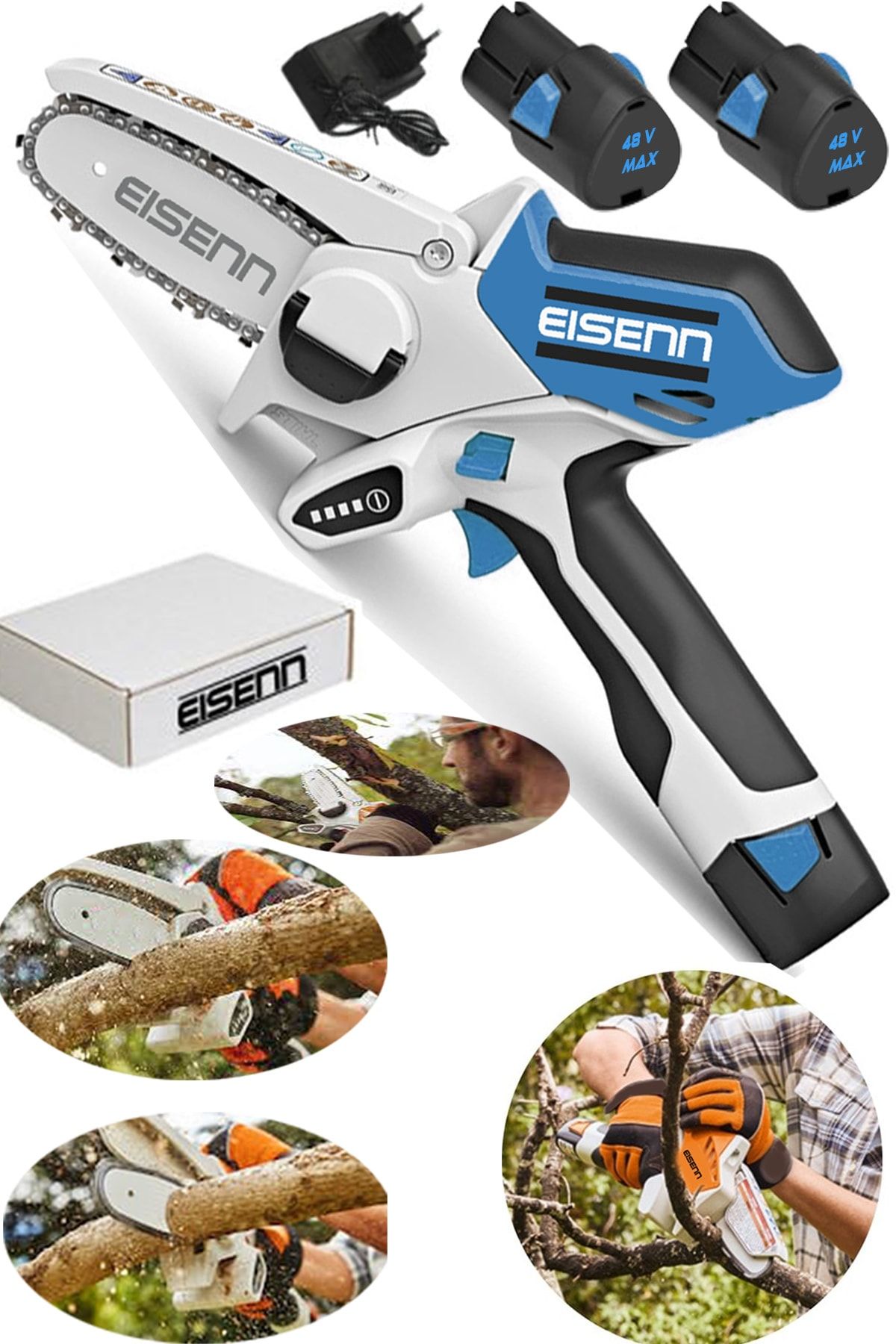 Eisenn Germany Technology 48 V 6 Ah Saw Yeni Nesil Li-on Batarya Akülü Dal Budama Testere Bıçkı Makinası