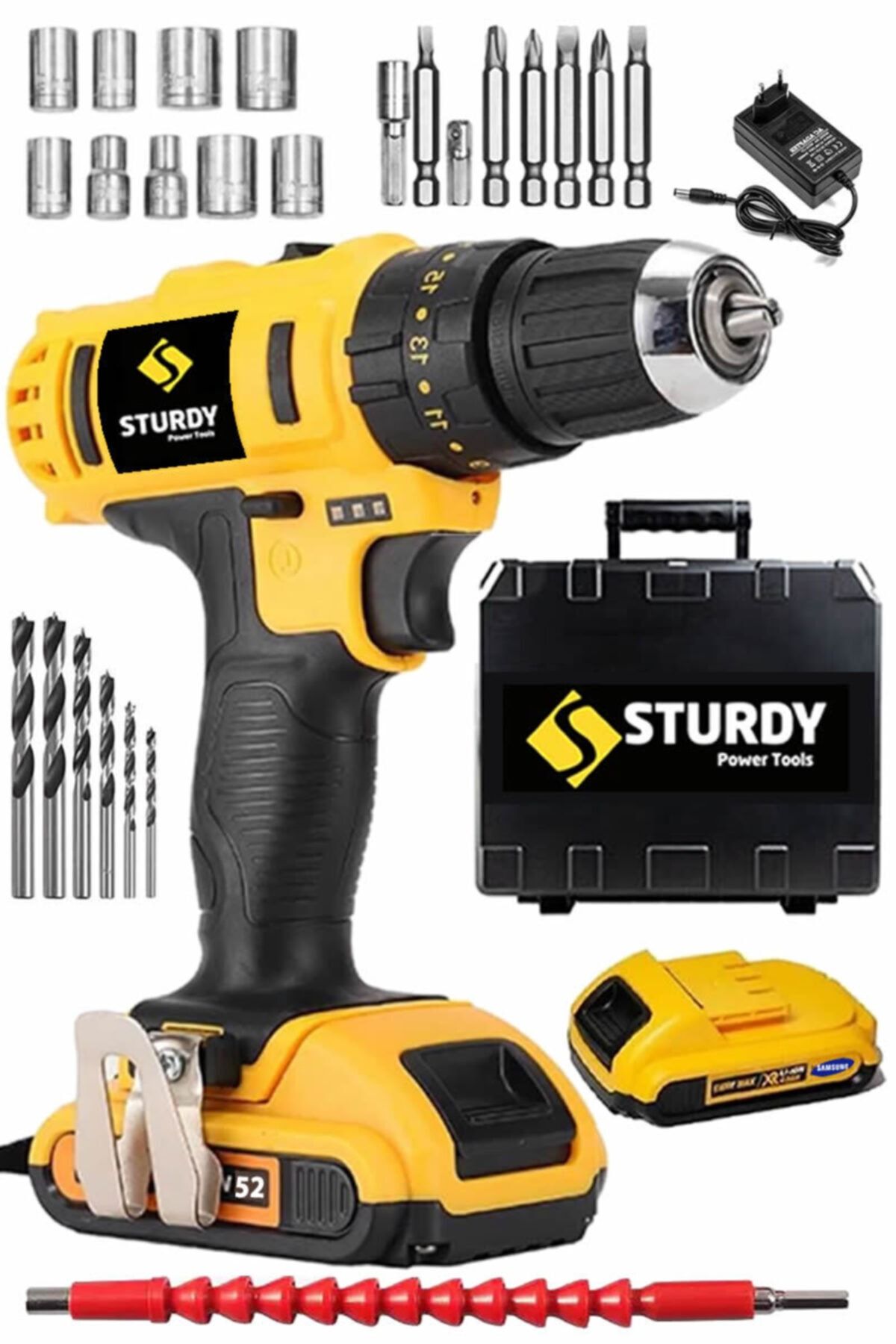 Sturdy Japon Technology 52v6ah Oi-n Seri Metal Şanzuman Şarjlı Çift Akülü Vidalama 27prç Uç Setli