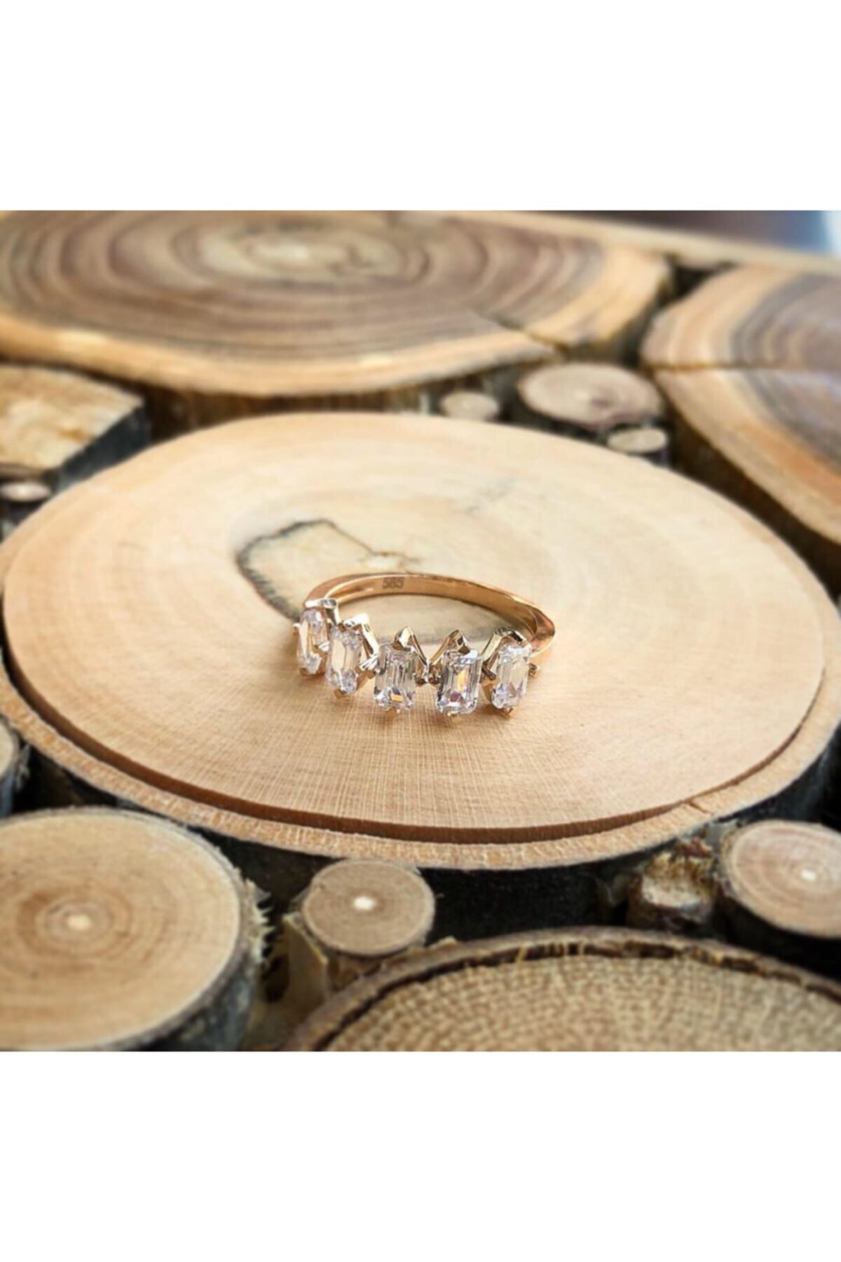 Çağdaş Kuyumculuk Baget Taşlı Rose Gold Beştaş Yüzük