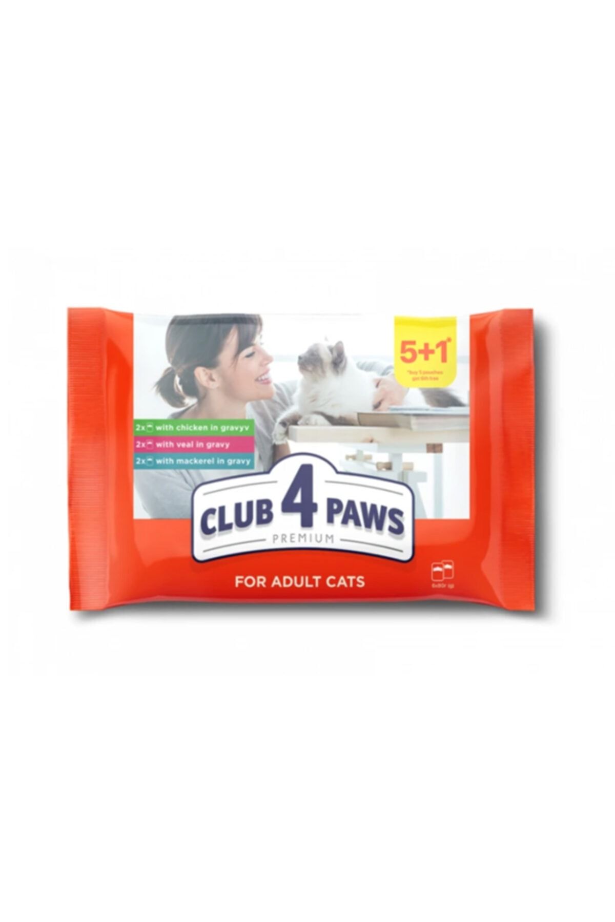 Club4Paws Kedi Pouch Set 5+1 Dana-tavuk-uskumru