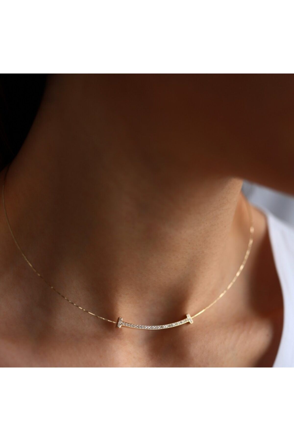 Çağdaş Kuyumculuk Tel Zincirli Sıra Taşlı Choker