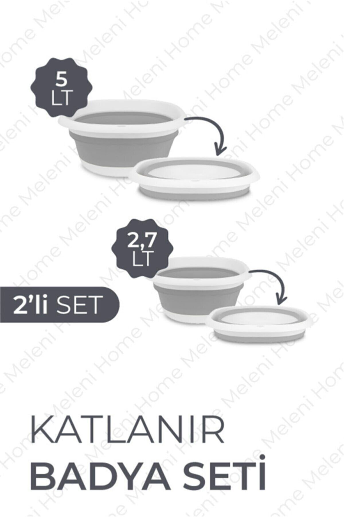 Meleni Home 2'li Set Katlanır Badya Leğen Akordiyon Katlanabilir Badya 5,25 Lt - 2,7 Lt
