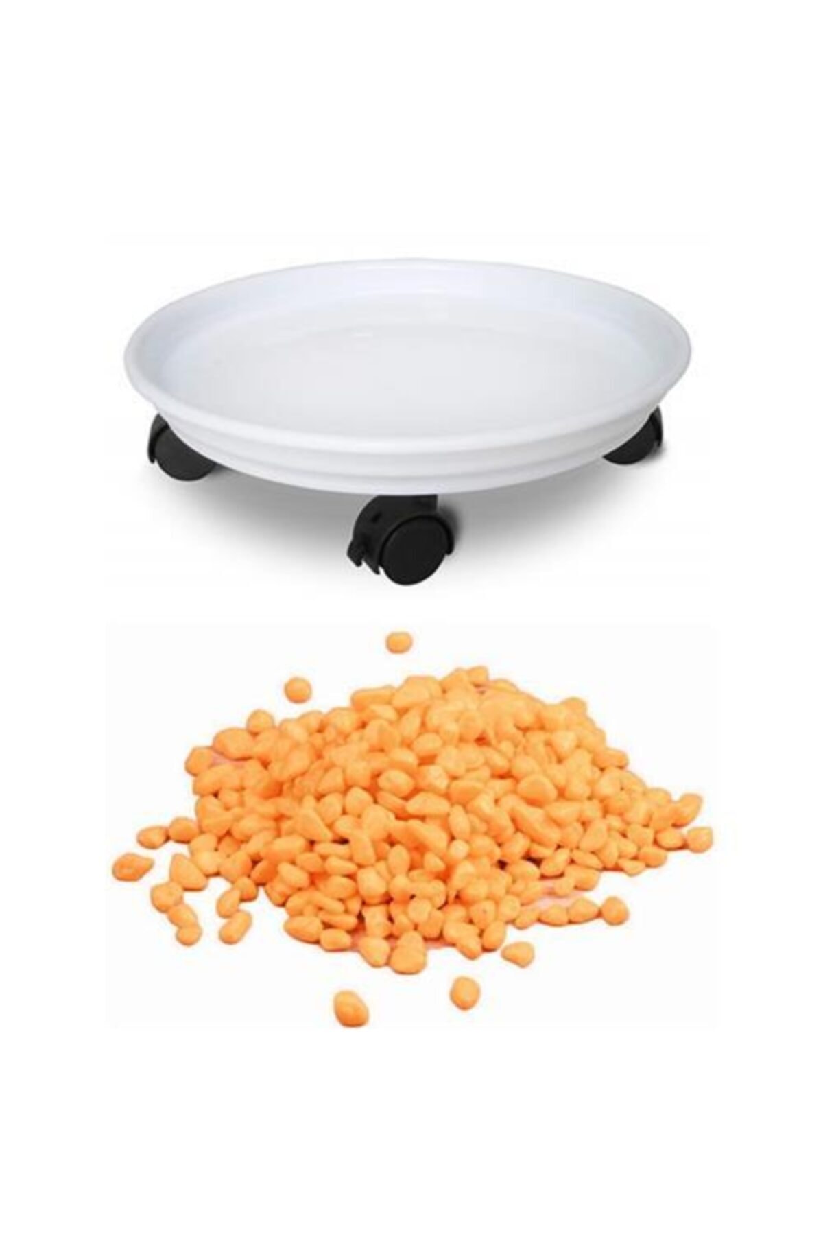 Transformacion Tekerlekli Saksı Altlığı Dekoratif Taş Hediyeli