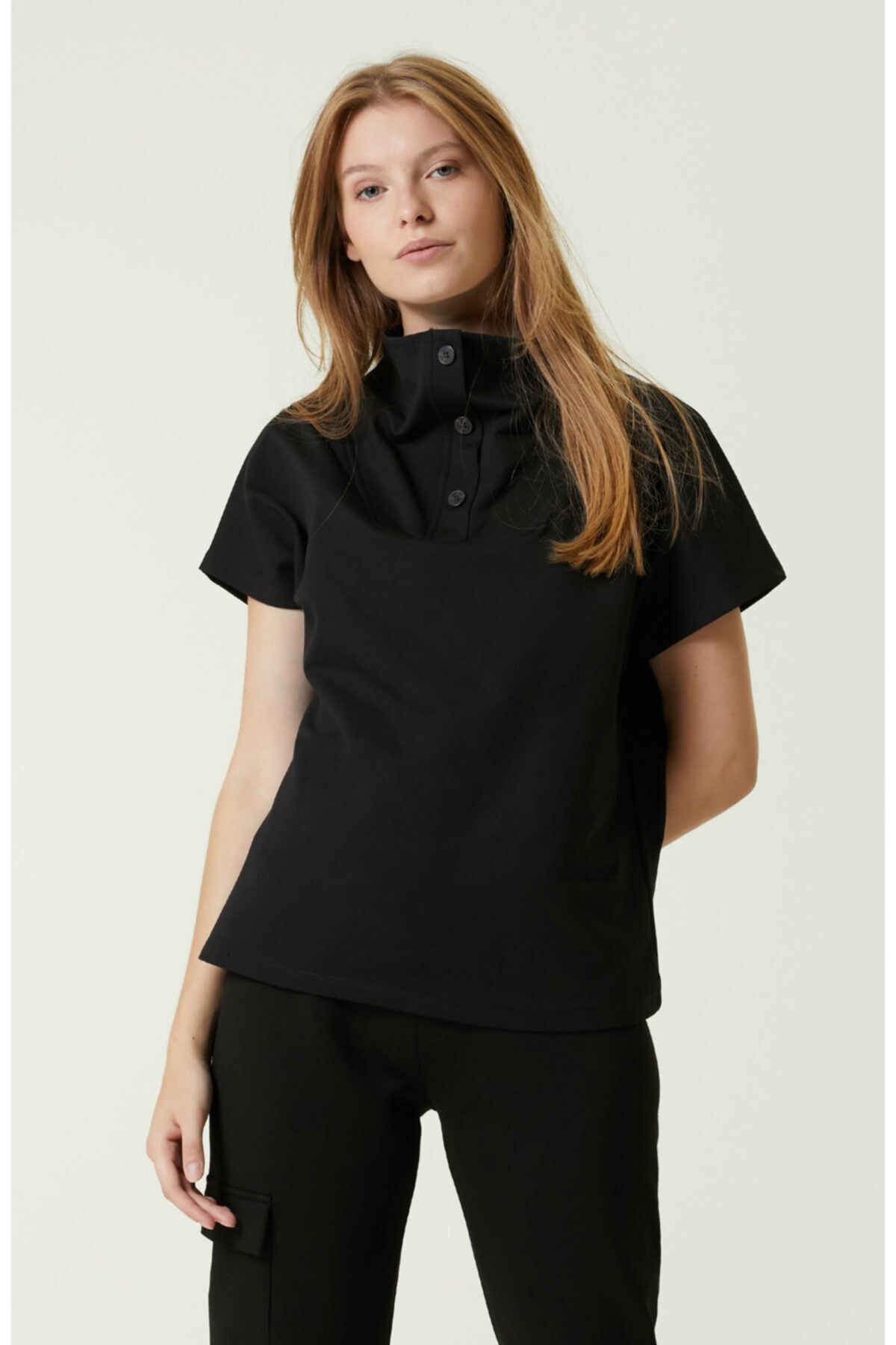 Network Basic Fit Siyah Dik Yaka T-shirt