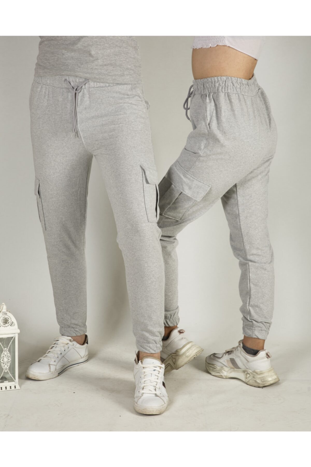 EX SPORT İMALAT TOPTAN SPOR GİYİM Cepli Paça Lastikli Gri Eşofman