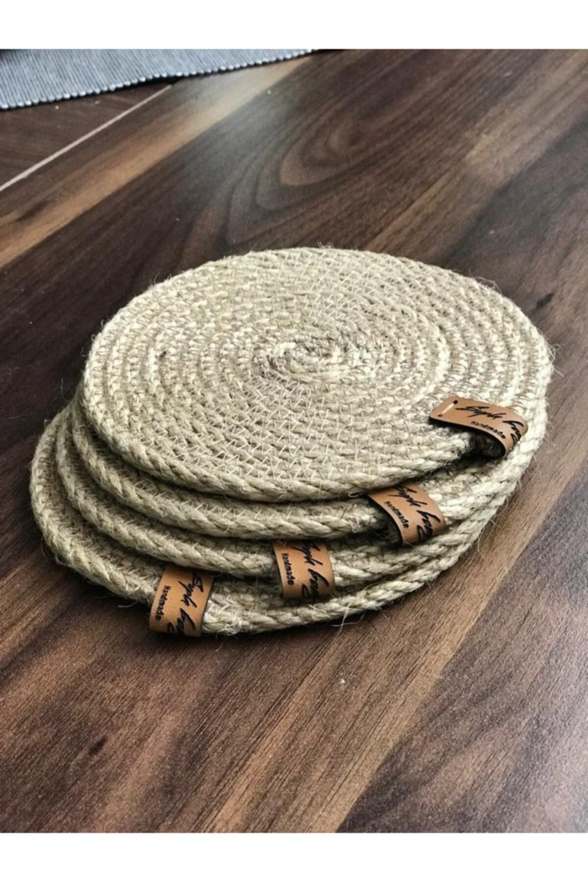 supla bonny Hasır 4'lü Bardak Altlığı 12 Cm Çay, Fincan, Kupa, Mum Altlığı El Yapımı Dekoratif Doğal Naturel
