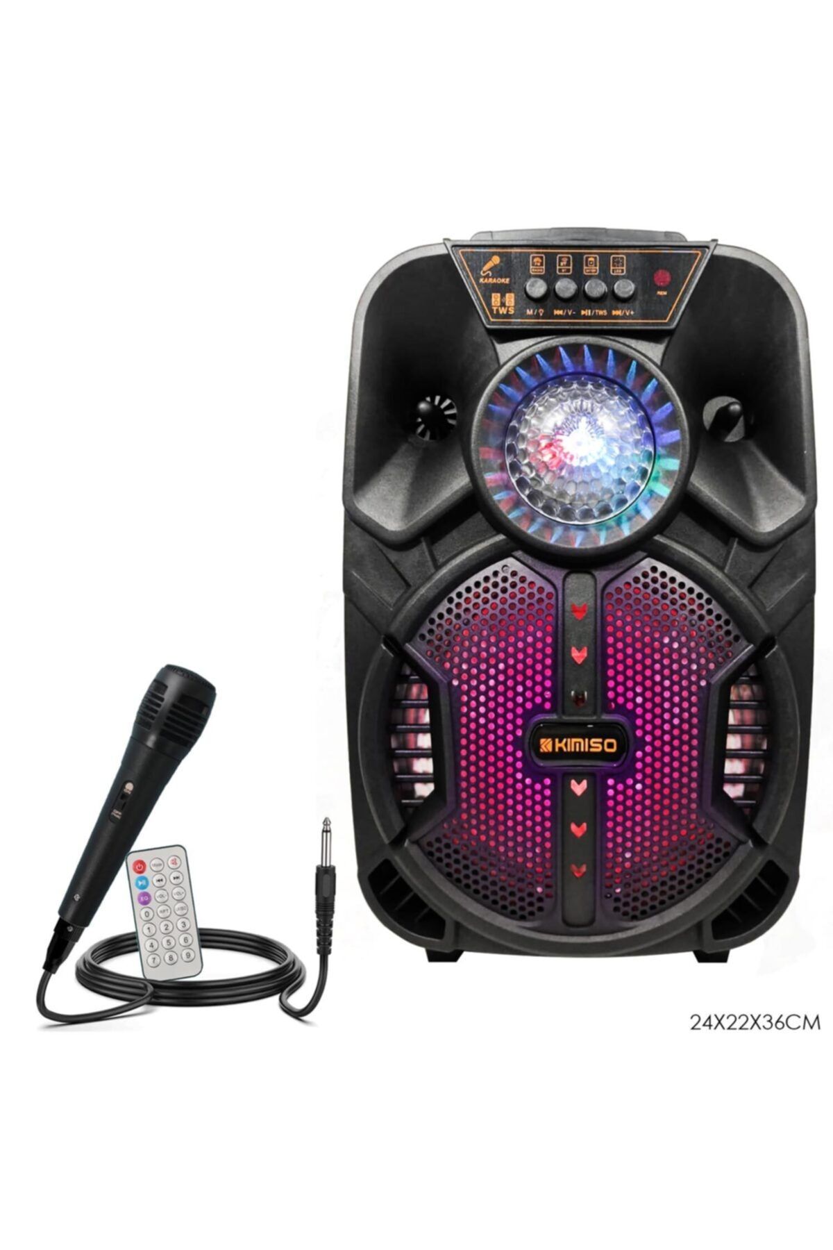 KİMİSO Seyyar Anfi El Mikrofonlu 20cm 12w Bt/usb/sd Ledli Qs-4005