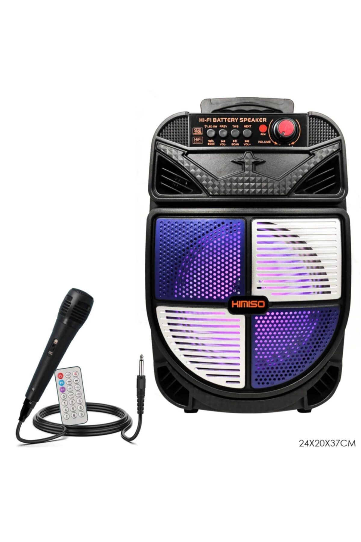 KİMİSO Seyyar Anfi El Mikrofonlu 20cm 12w Bt/usb/sd Ledli Qs-4006