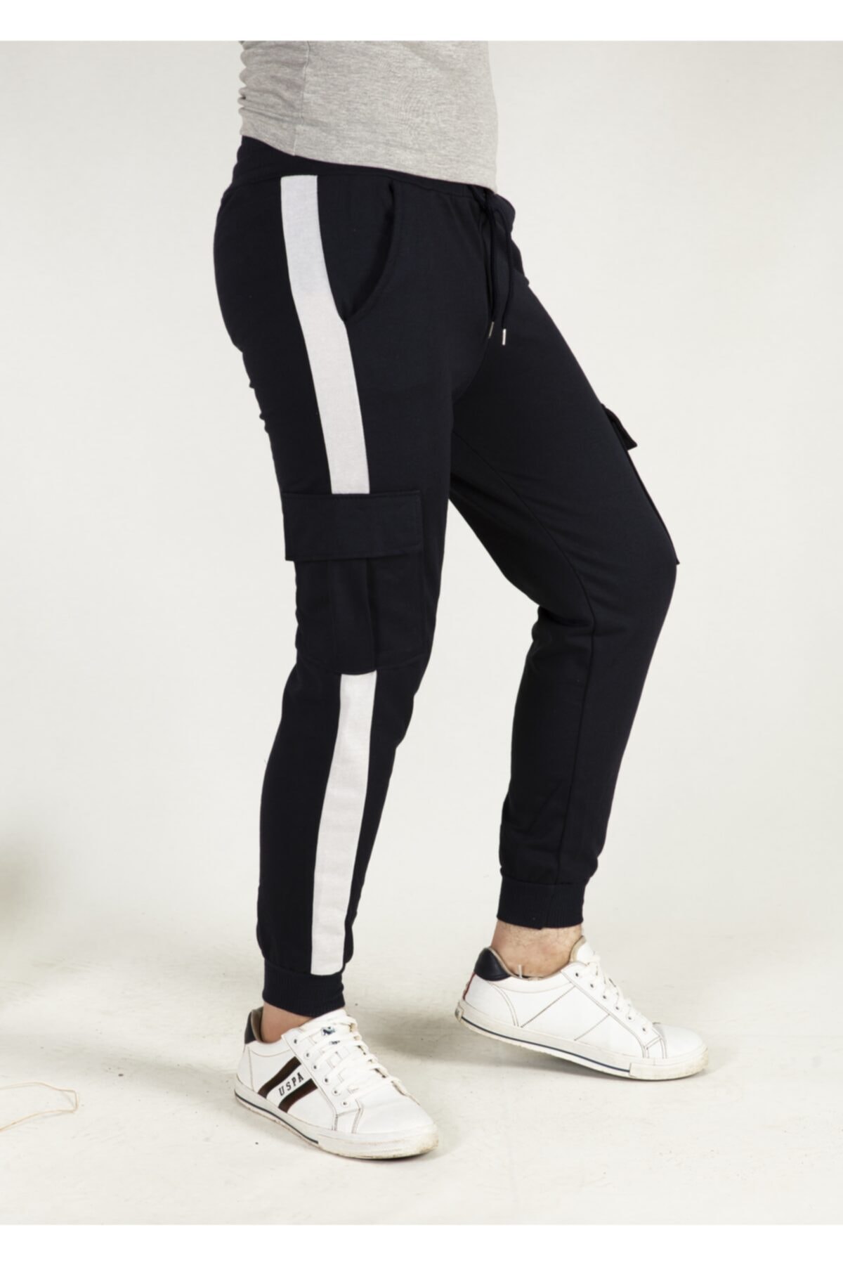KARGO Cepli Garnili Unisex Eşofman Altı Siyah-beyaz
