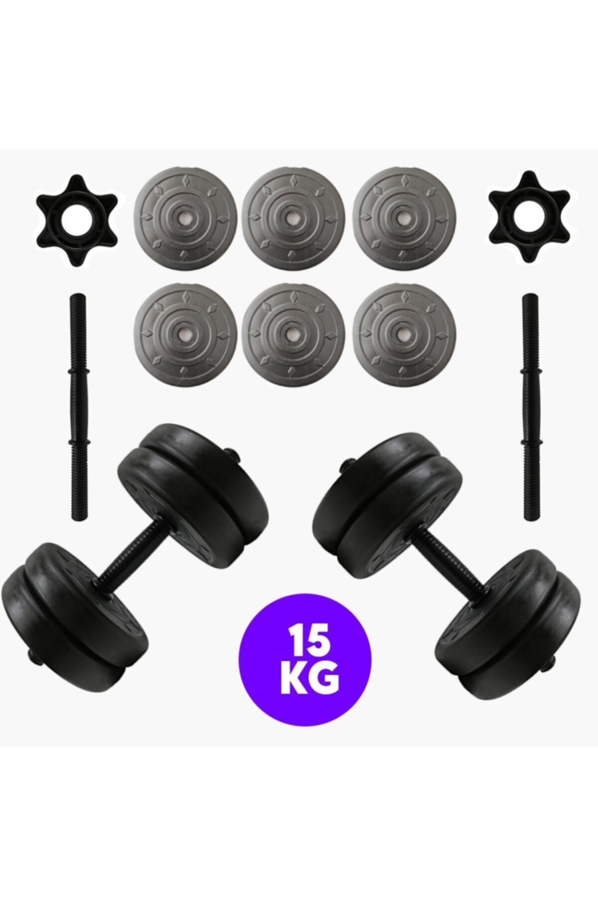 BodyGYM 15 Kg Vidalı Dambıl Halter Set Fitness Dumbell Ağırlık Seti Vücut Geliştirme Aleti