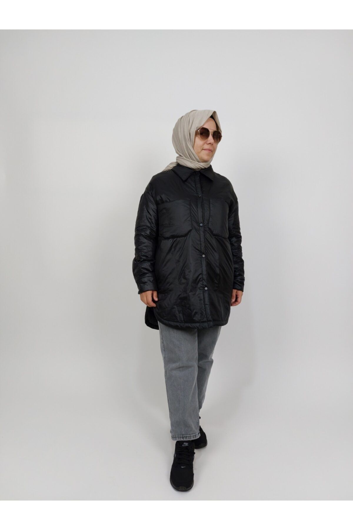 Aysevinç Moda Yağmurluk Gömlek Siyah