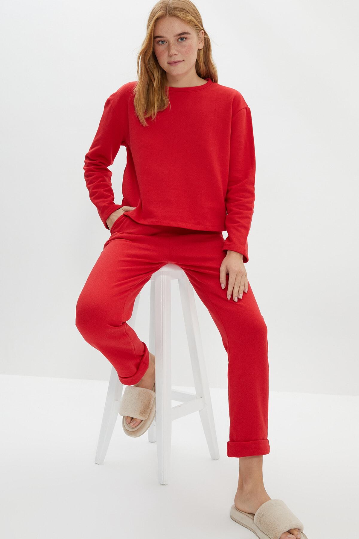 TRENDYOLMİLLA Kırmızı Örme  Pijama Takımı THMAW22PT1377