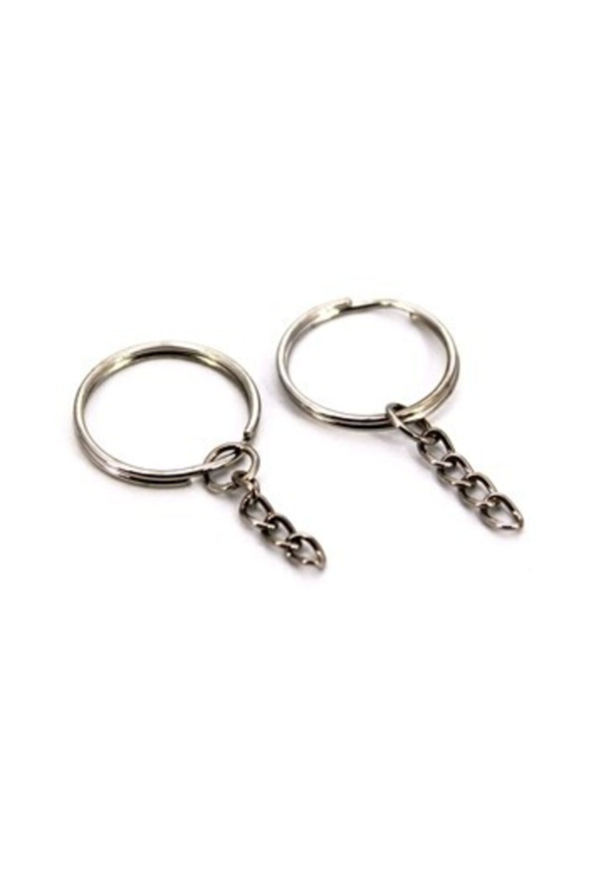 YF STORE 10 Adet - 25 Mm Nikel Kaplama Zincirli Anahtarlık Halkası