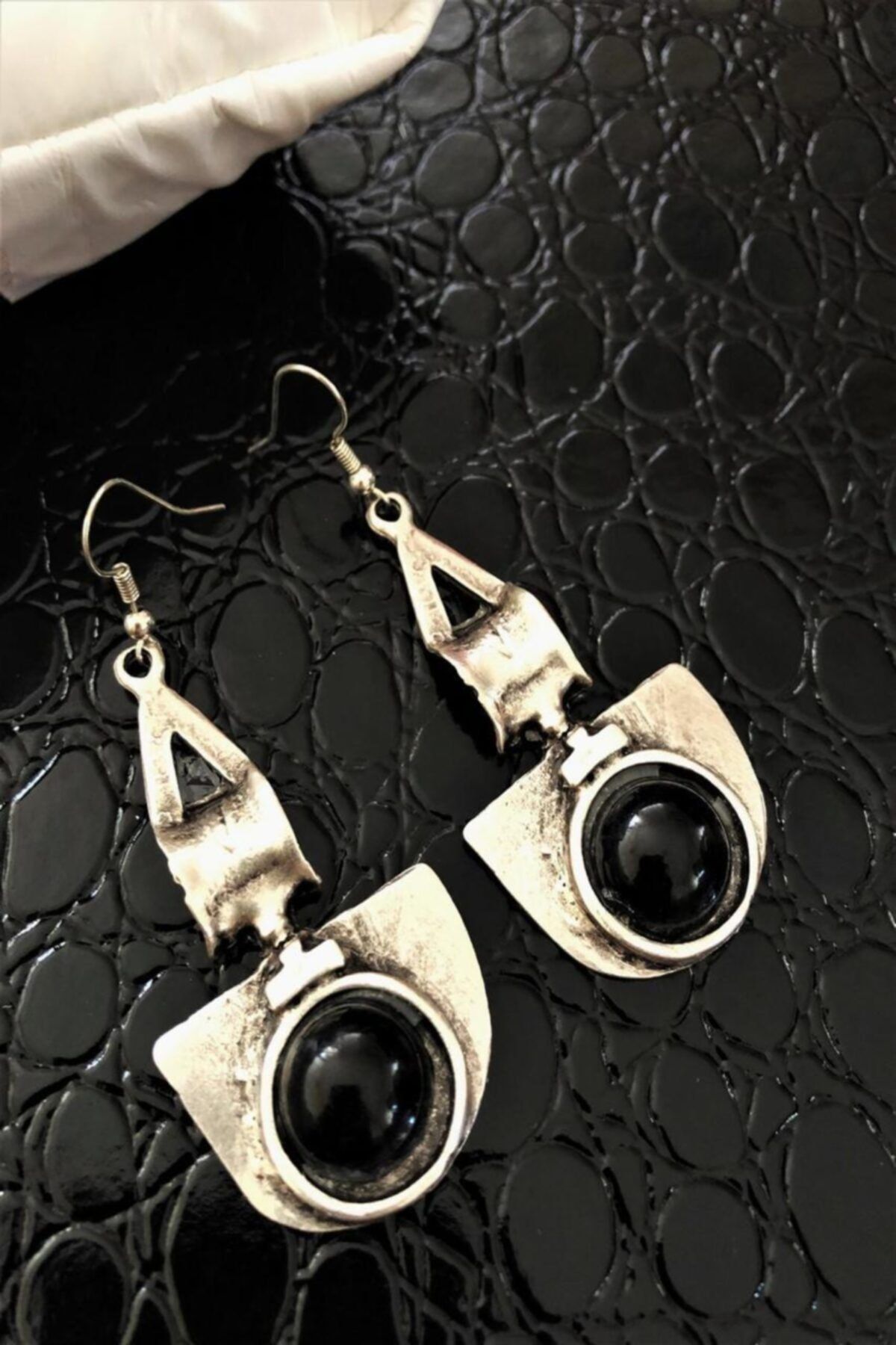 ZAVANSA Doğaltaş El Yapımı Nepal Antique Onix Taşı Küpe Ahl89