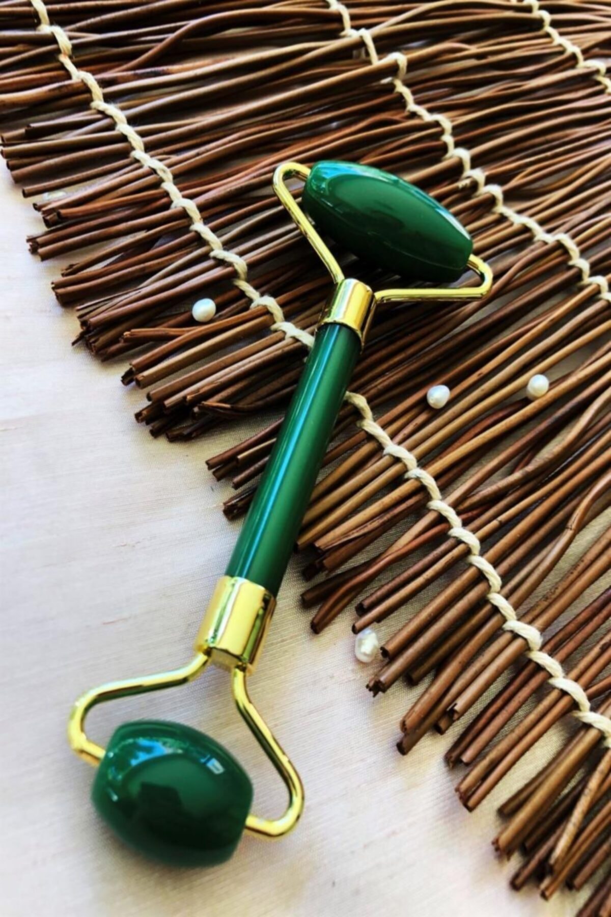 ZAVANSA Doğaltaş El Yapımı Afrika Koleksiyonu Kadın Yeşim Taşı Masaj Aleti Yahl1