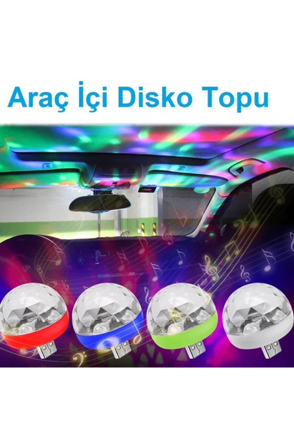 EROĞLU Auto Ampulance Sese Duyarlı Rgb Araç Içi Usb'li Disko Topu Mini Disko Lambası