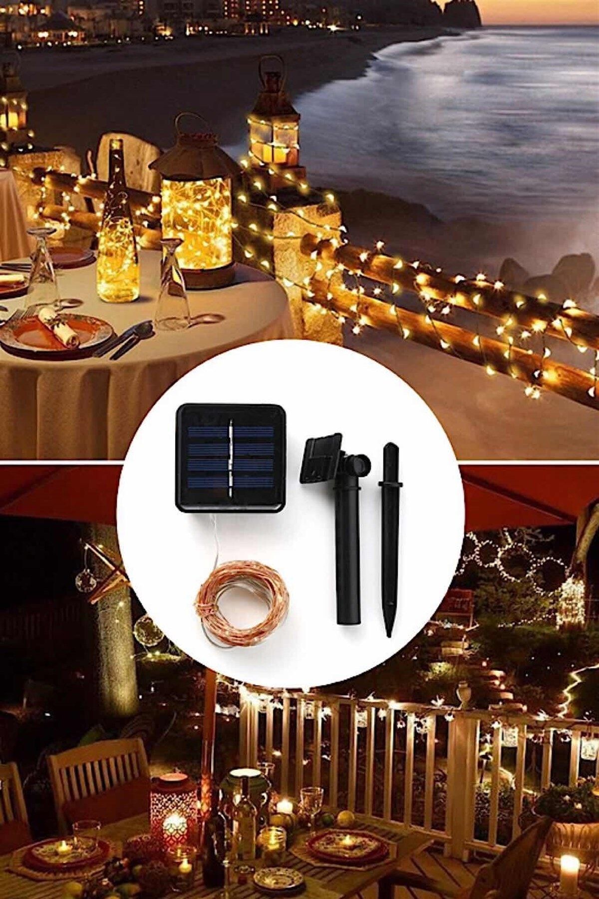 MAGICLEDCORNER 20 Metre Solar (güneş Enerjili) Gümüş Tel Led Işık