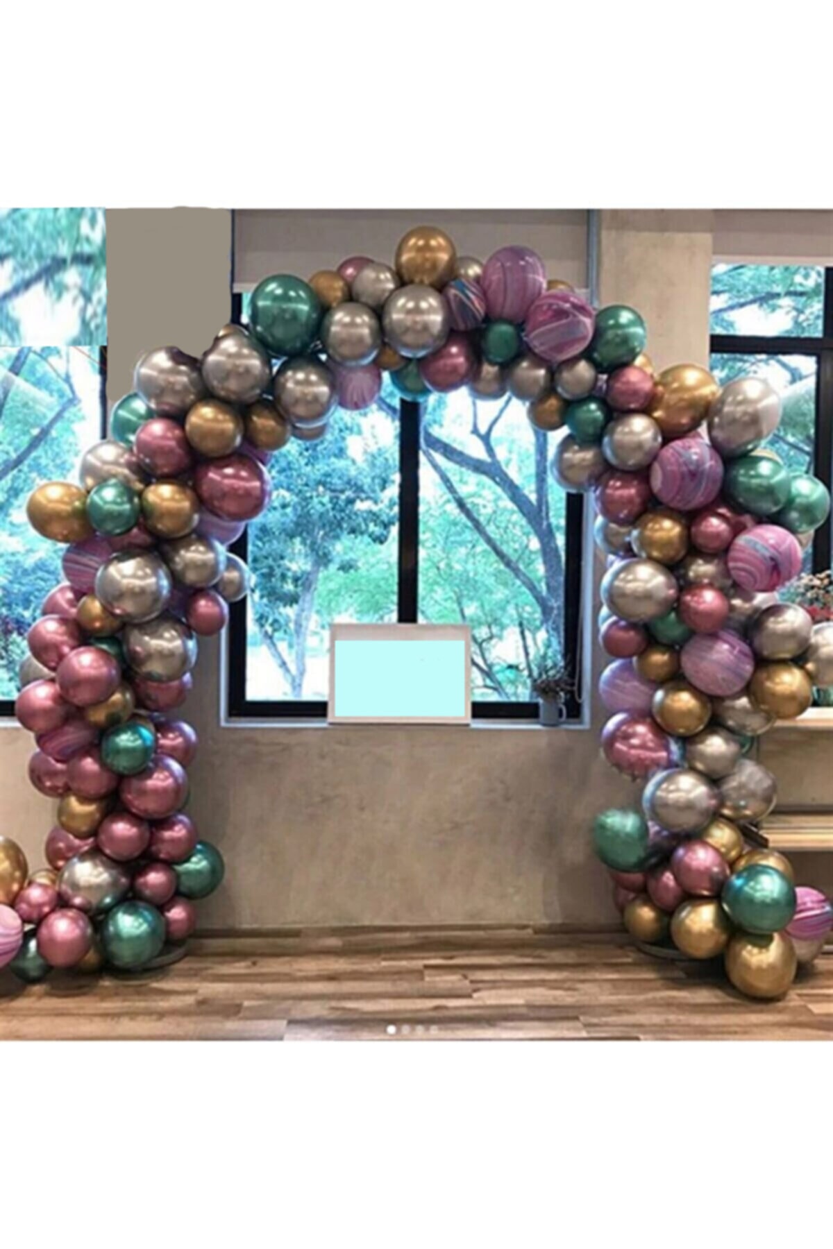 Party City Özel Gün Konsept Balon Zinciri Krom Balon 125 Adet Krom 12inç Balon Karışık