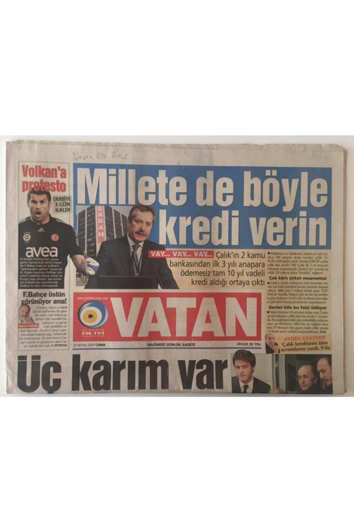 Gökçe Koleksiyon Vatan Gazetesi 25 Nisan 2008 - Bayrağımıza Ermeni Küstahlığı Gz28376