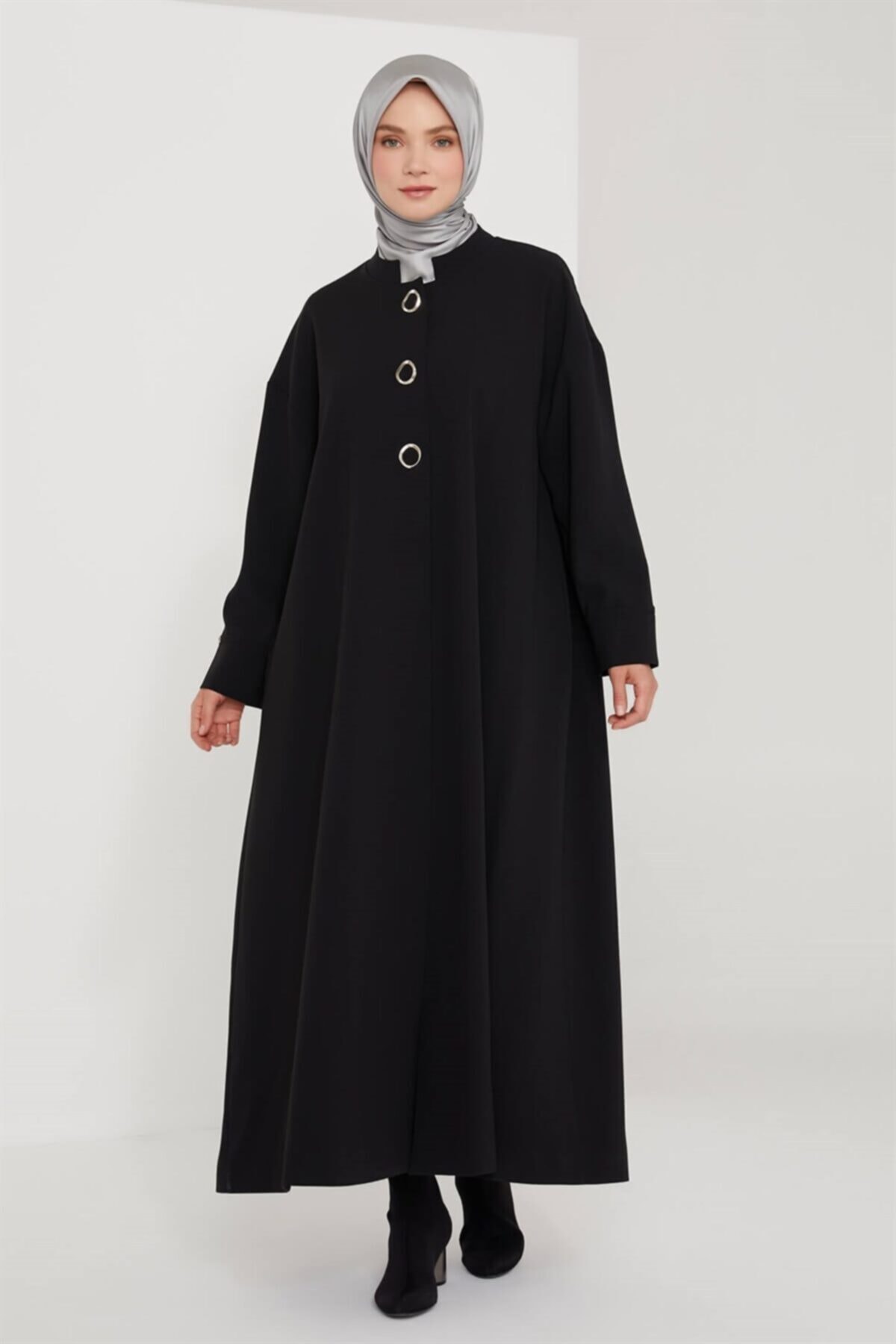 Armine Deforme Çıtçıtlı Salaş Manto 21k8603 Siyah