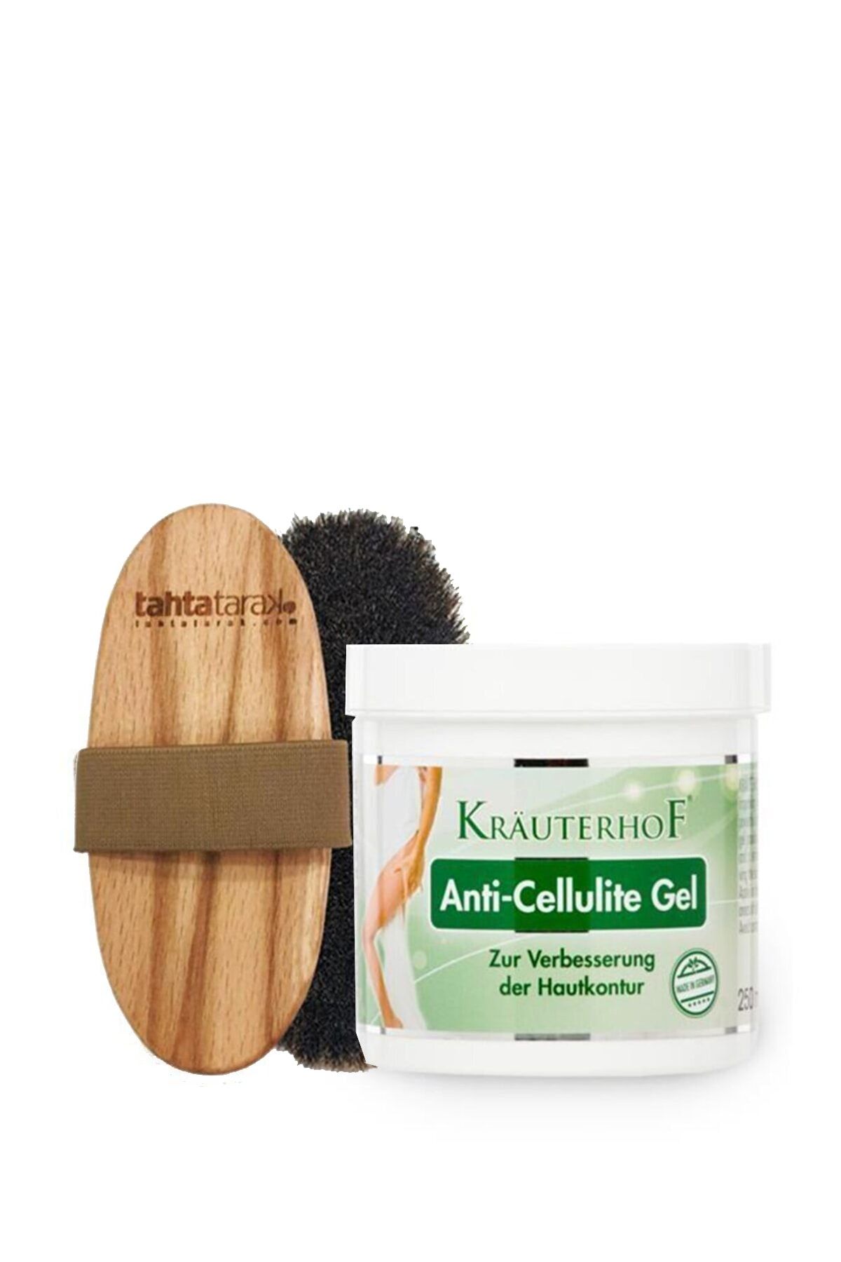 tahtatarak Selülit Karşıtı Doğal At Kılı Fırçası + Krauterhof Anti-cellulite Selülit Jeli 250 Ml