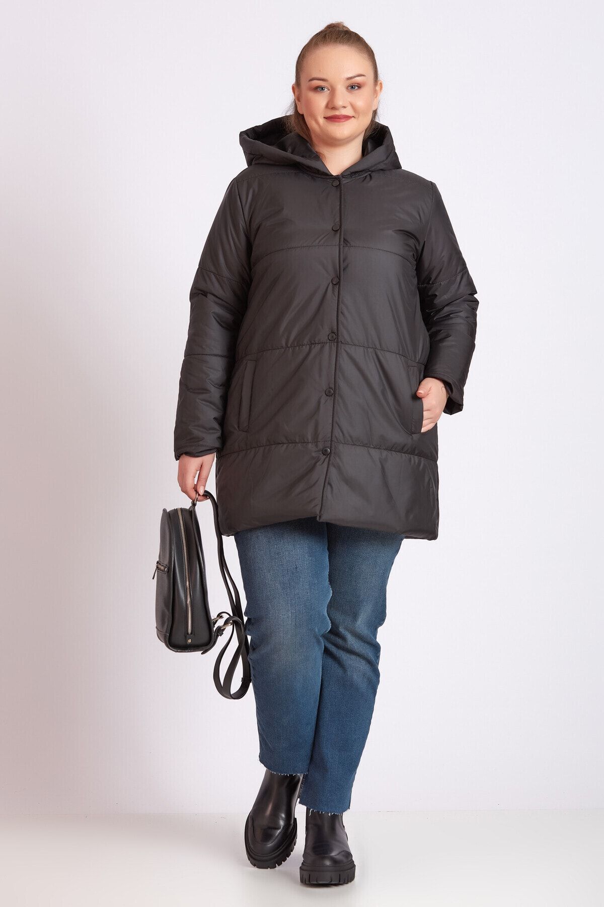 Büyük Moda Kapüşonlu Şişme Mont
