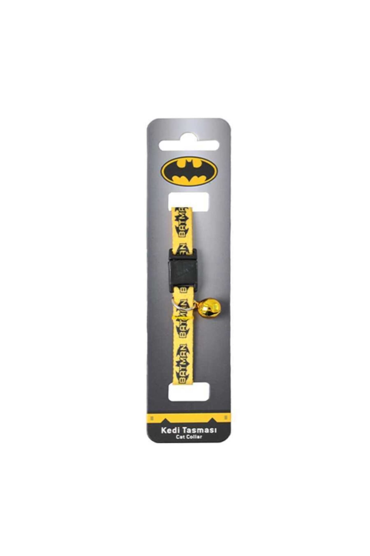 Batman Sarı Desenli Güvenlik Kilitli Ayarlanabilir Yumuşak Doku Kedi Boyun Tasması 22-30 Cm