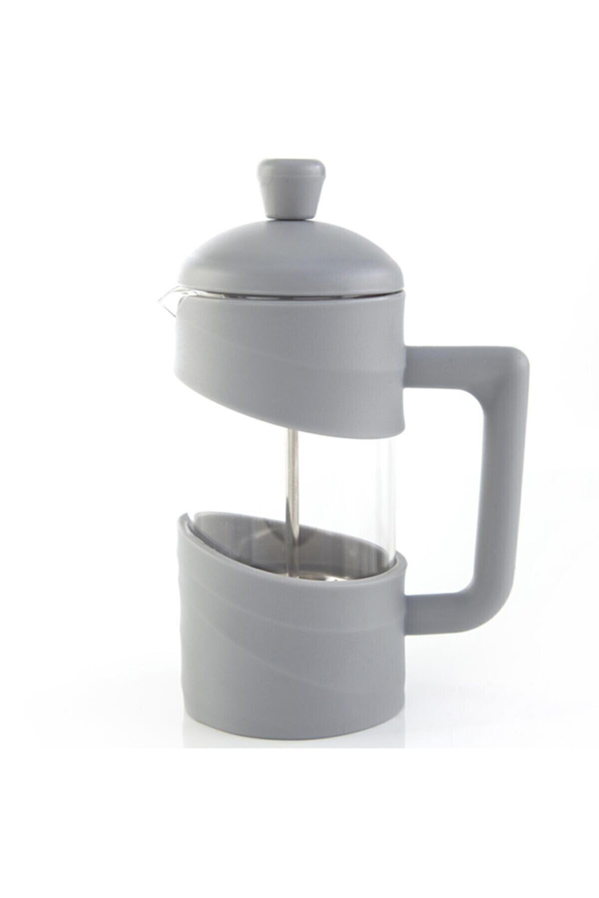 jasmin design French Press 350 Ml Bitki Çayı Demliği Borosilikat Cam Gri