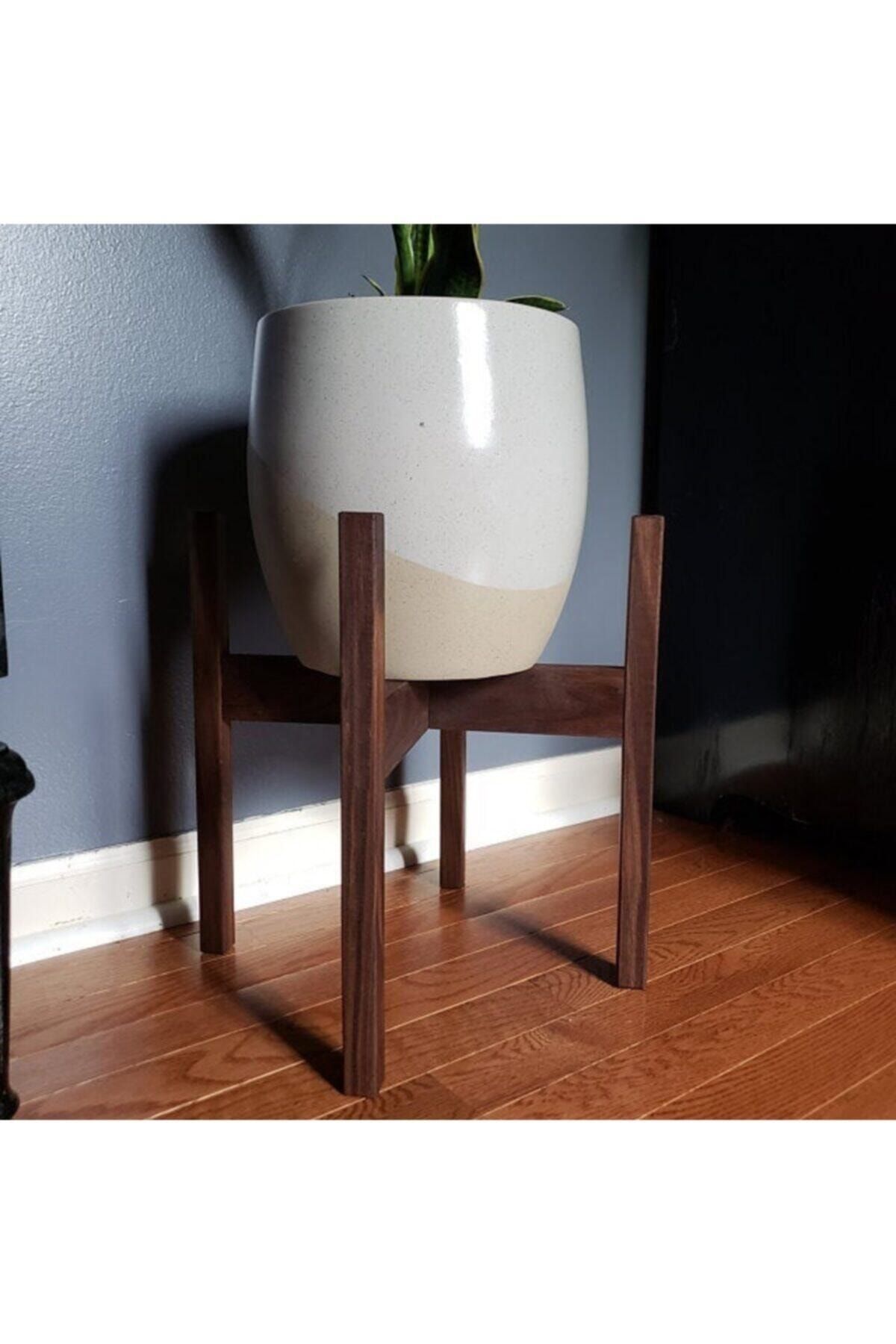 FebsWood Ahşap Saksı Altı Saksılık (yükseklik 40cm) Saksı Taban Çapı 23 Cm