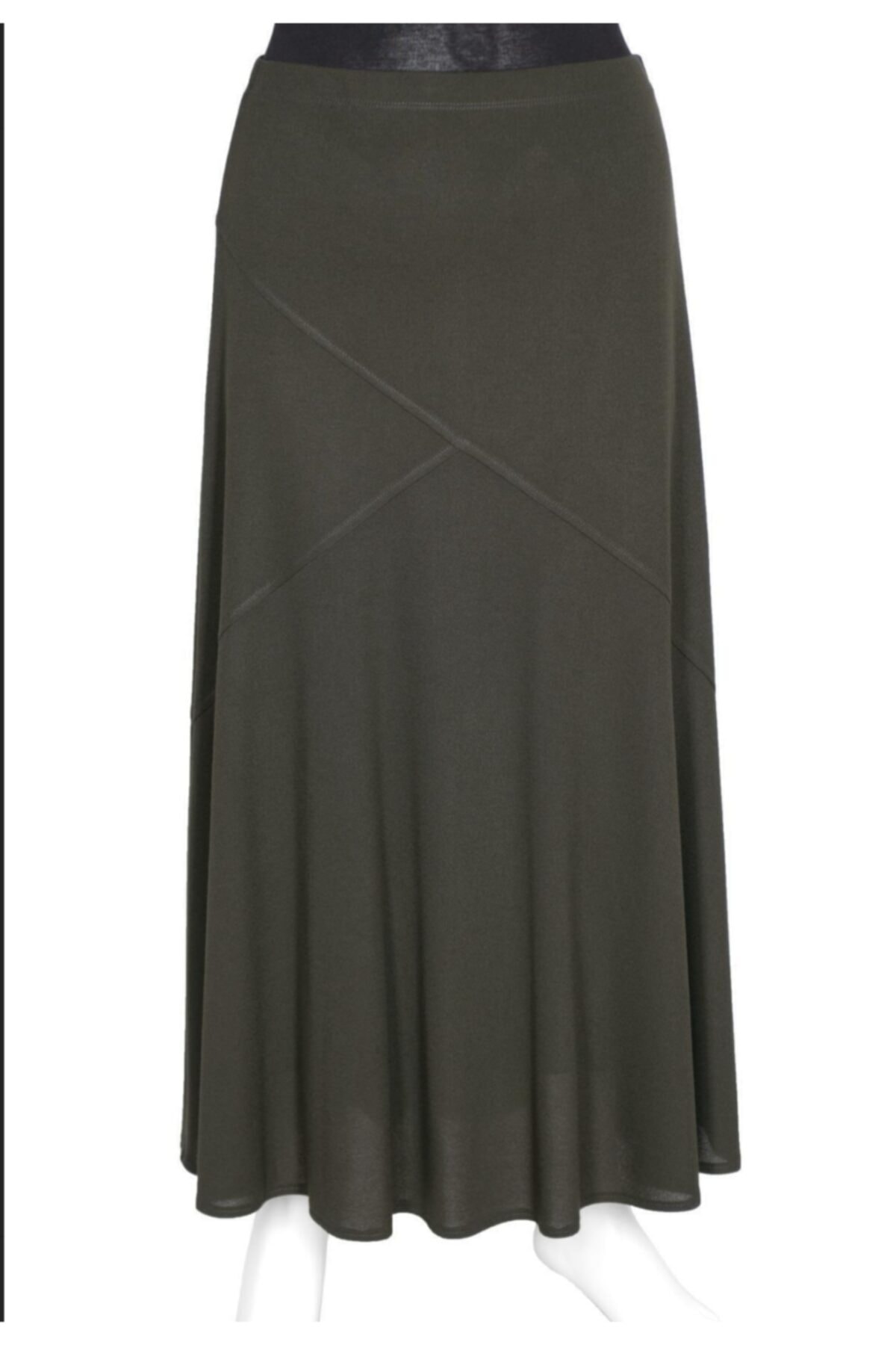 HESNA Kadın Firdevs Çapraz Model Haki Rana Krep Kumaş Etek