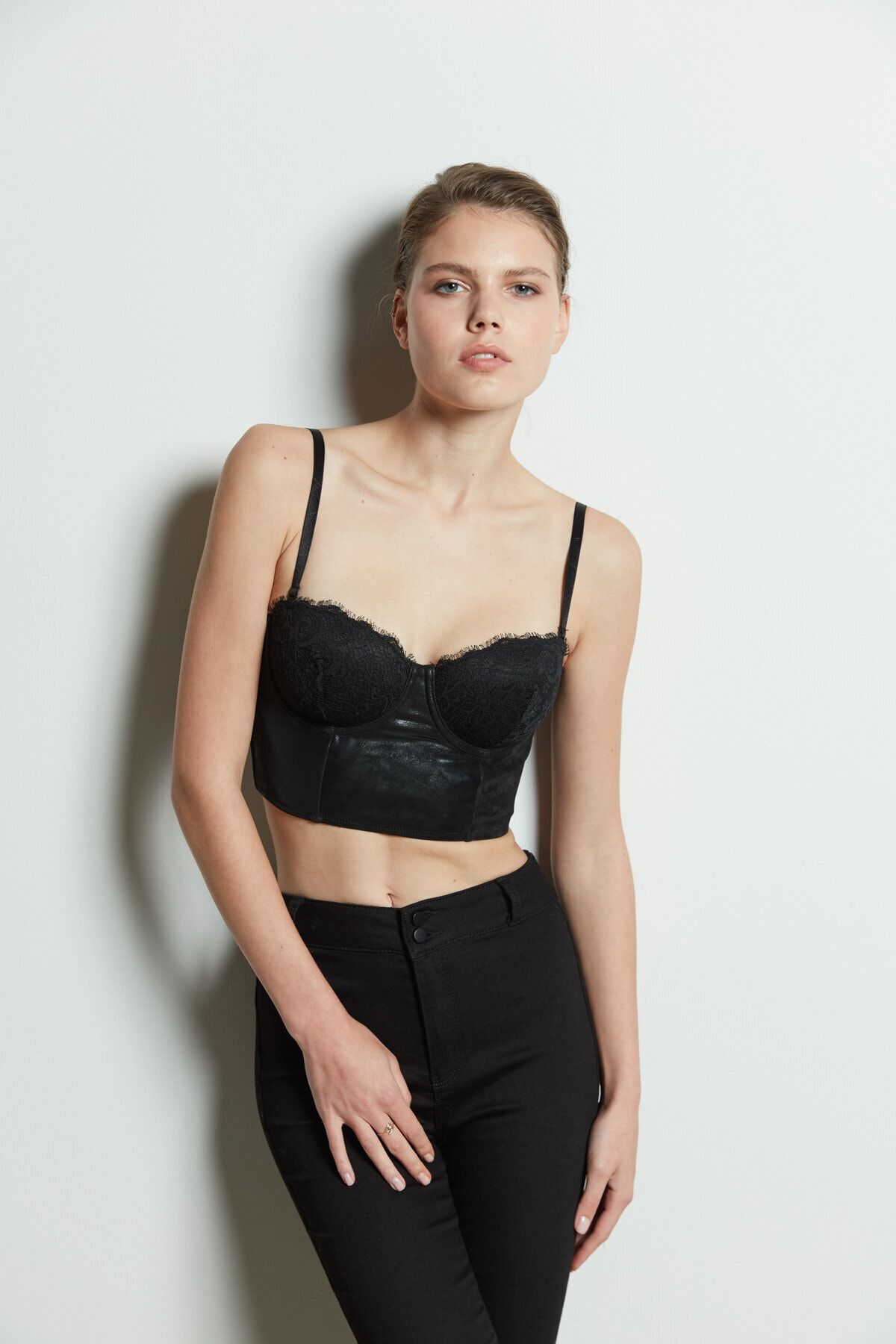 Penti Siyah Bloom Leather Büstiyer
