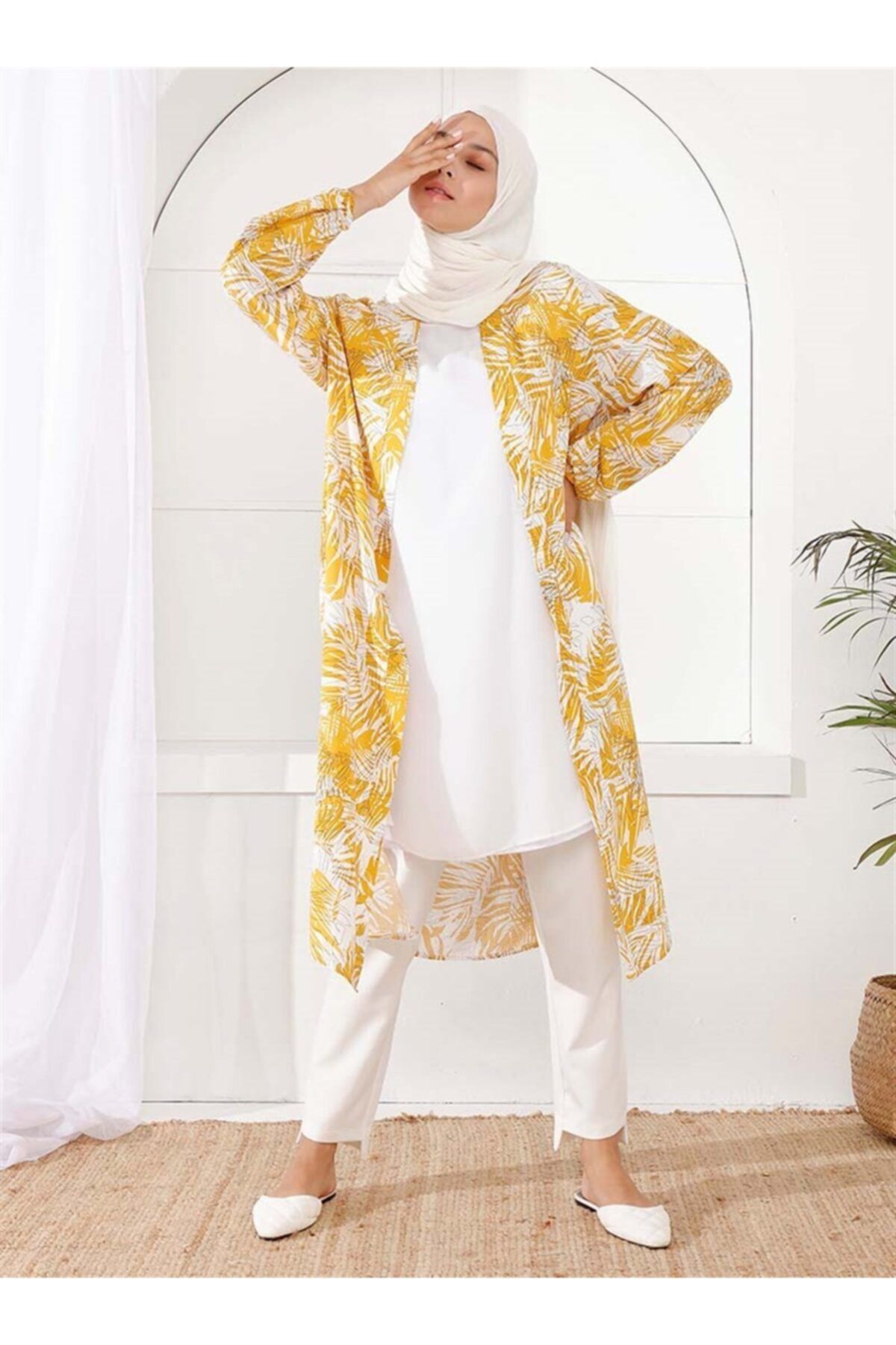 Vamelya Desenli Kimono Sarı