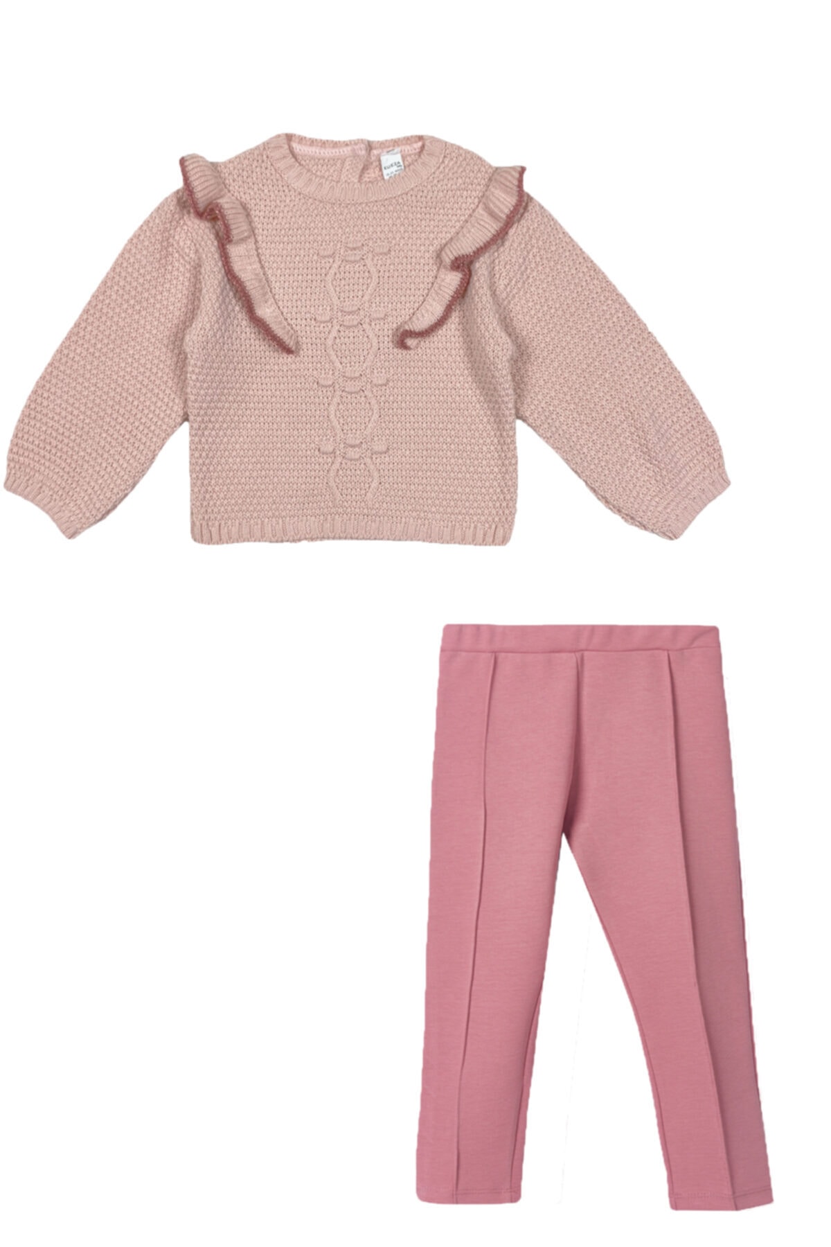 KUEZA KIDS Kız Çocuk Pembe Kazak Tayt Takım 20kkctkm016