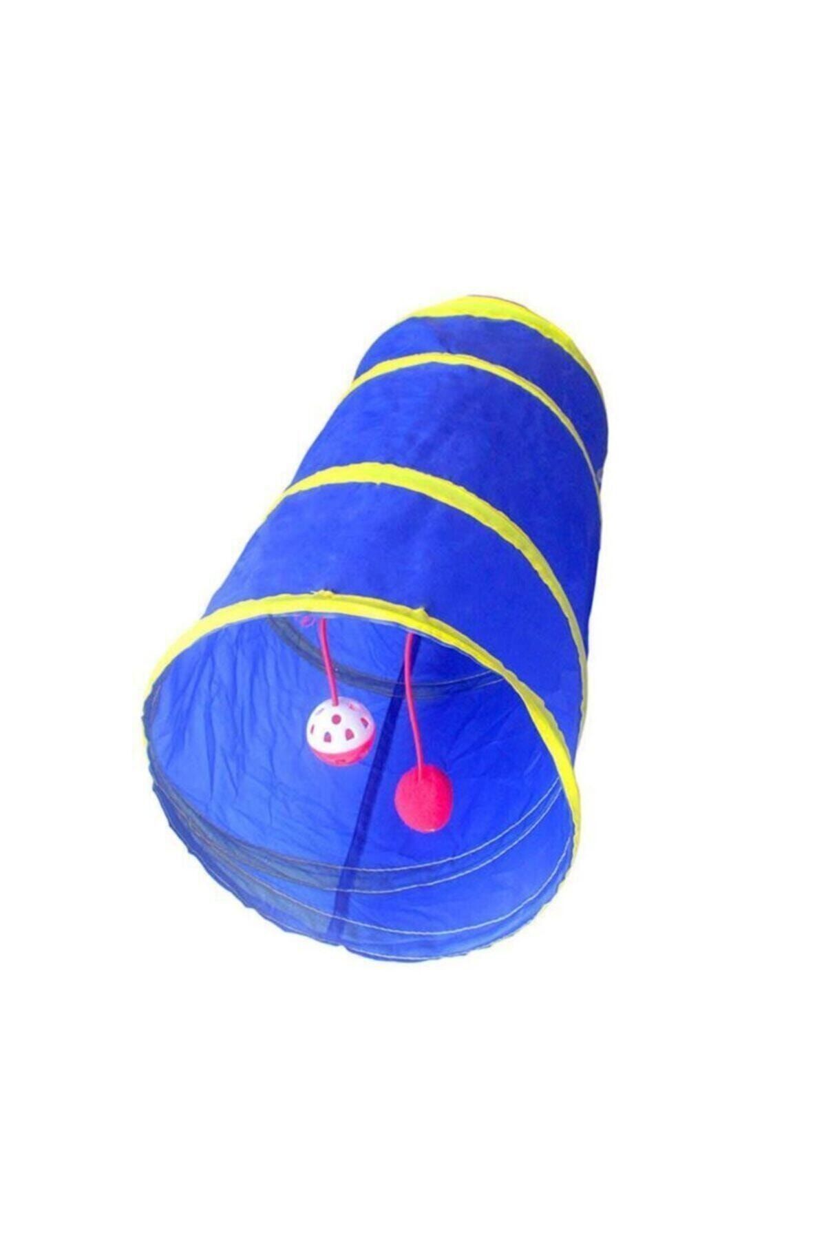 Eastland Çıngıraklı Lacivert Sarı Kedi Tüneli 25 cm x 55 cm