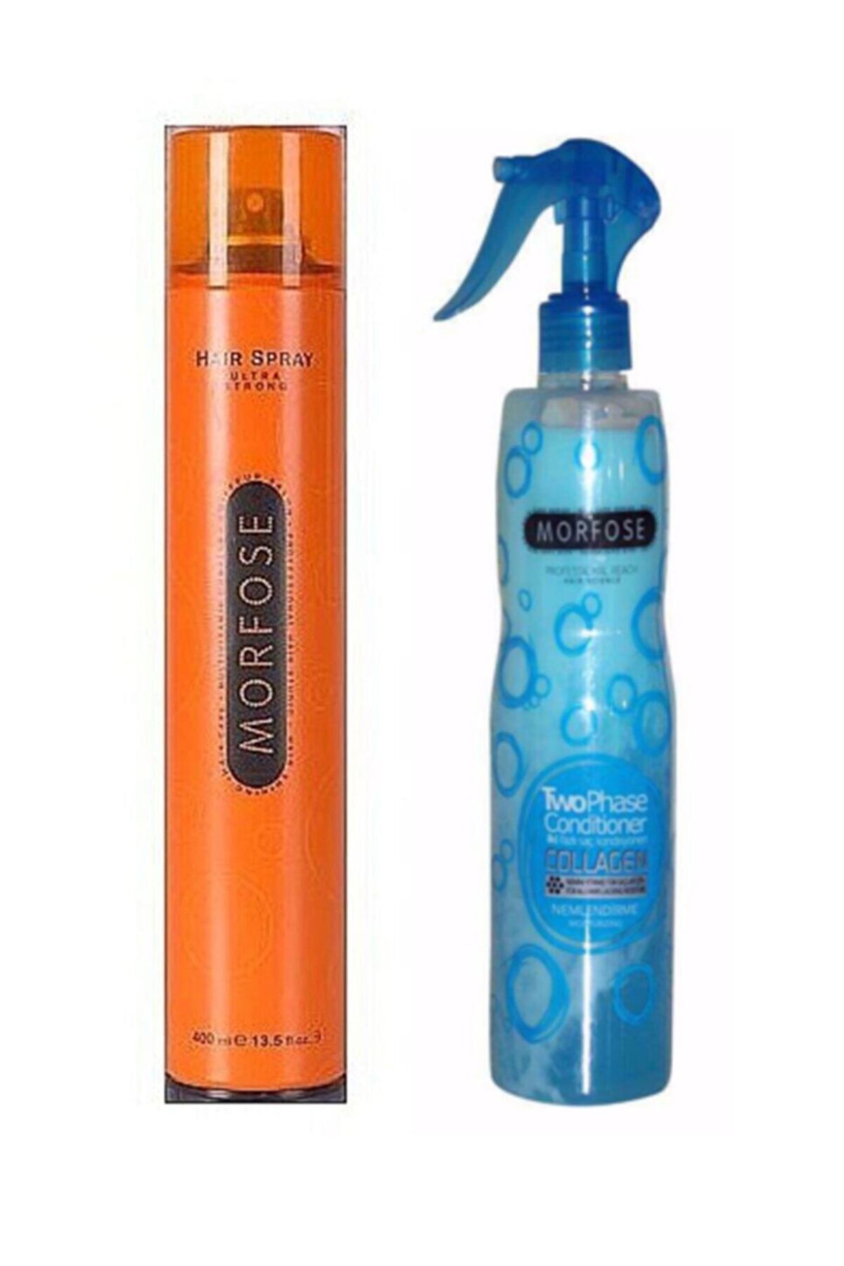 Morfose Hair Spray 400 ml Ve Collagen Nemsiz Saçlar Için 400 ml Fön Suyu Saç Spreyi 400 ml.