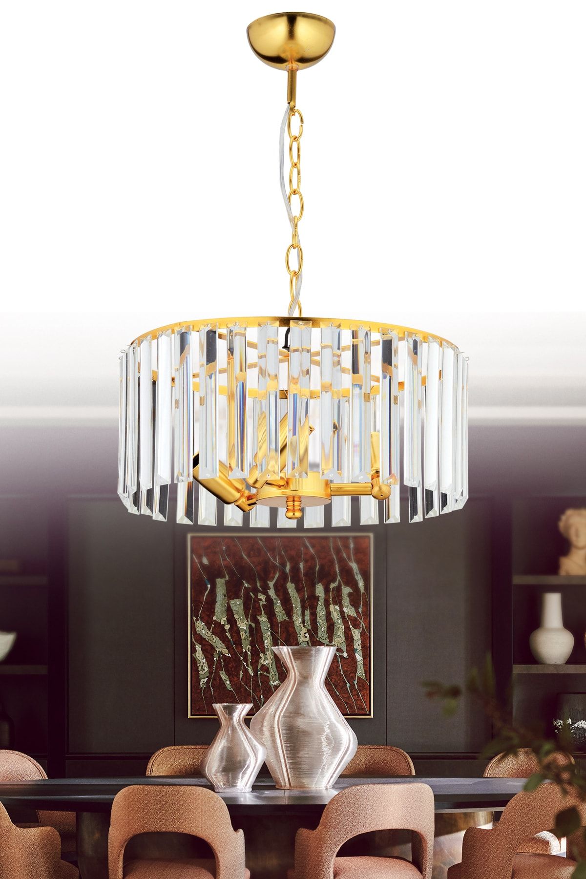 Dekorluna Afrodit Gold Kaplama 35 Cm Taşlı Avize
