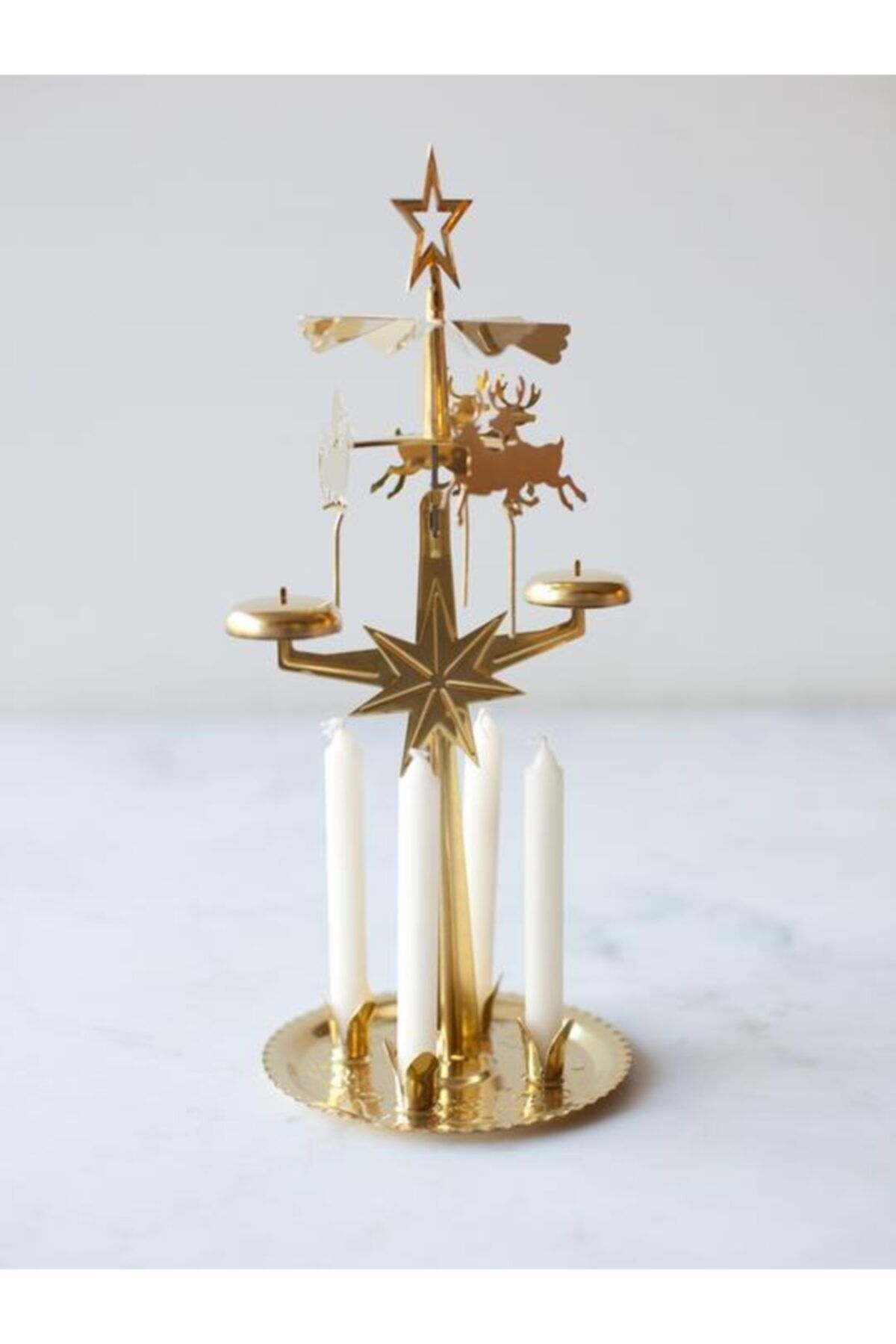 evdenalın Swedish Design - Brass Christmas Chime With Candles