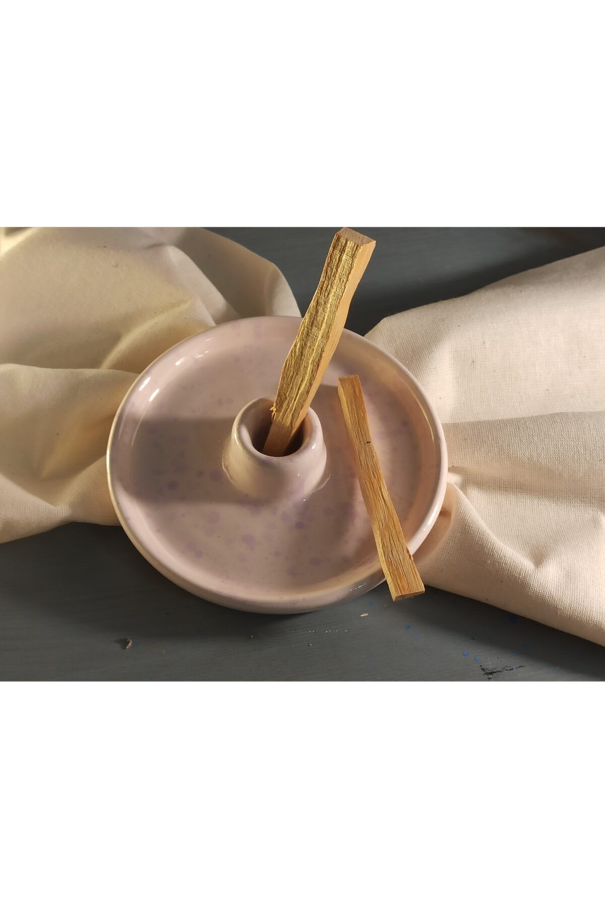 TATALİKA Seramik Lila Palo Santo Tütsülük Ve Iki Adet Palo Santo