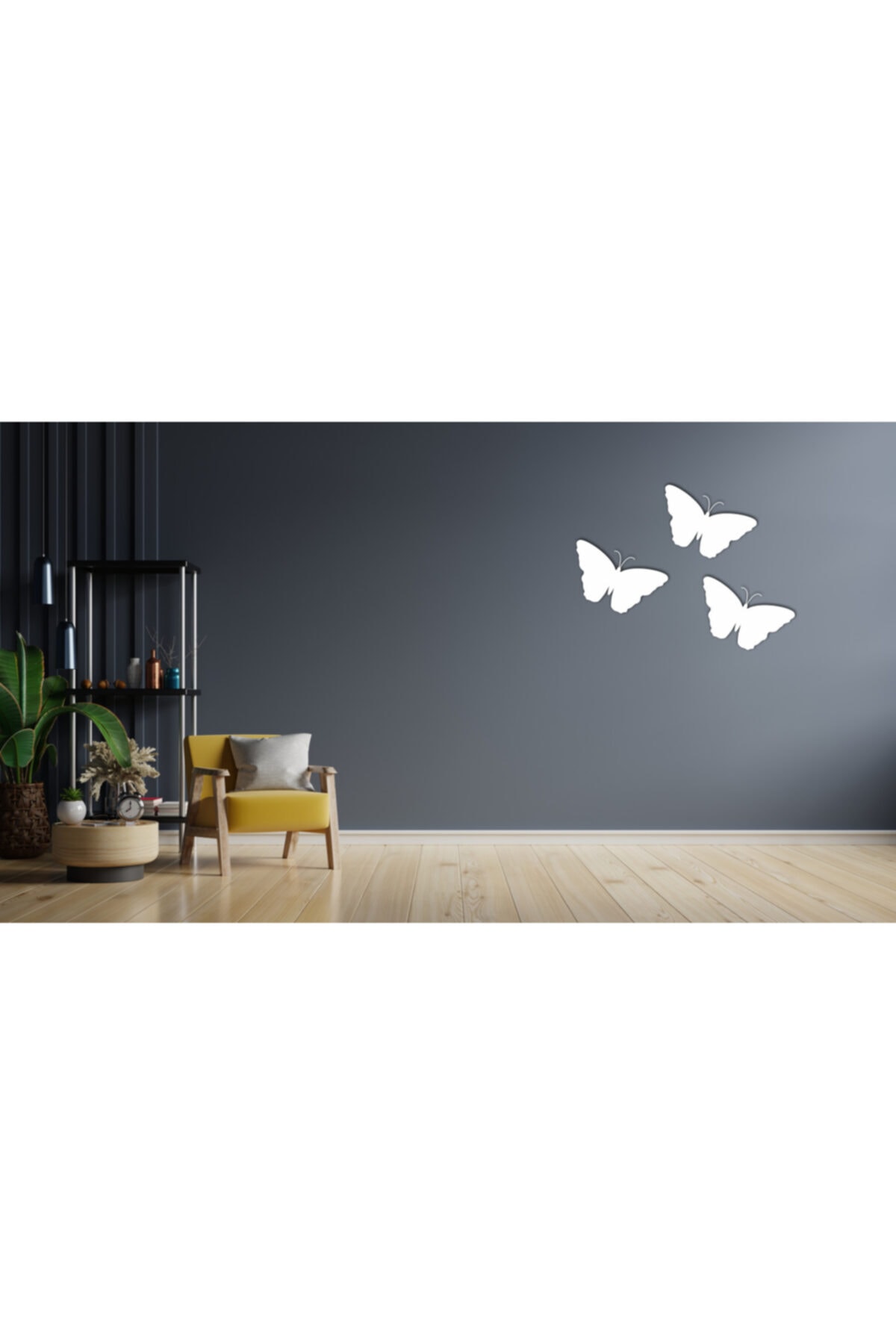 Pandas Kelebek Tablo 3 Lü Set Ahşap Lazer Kesim 15x9 Ölçüsünde
