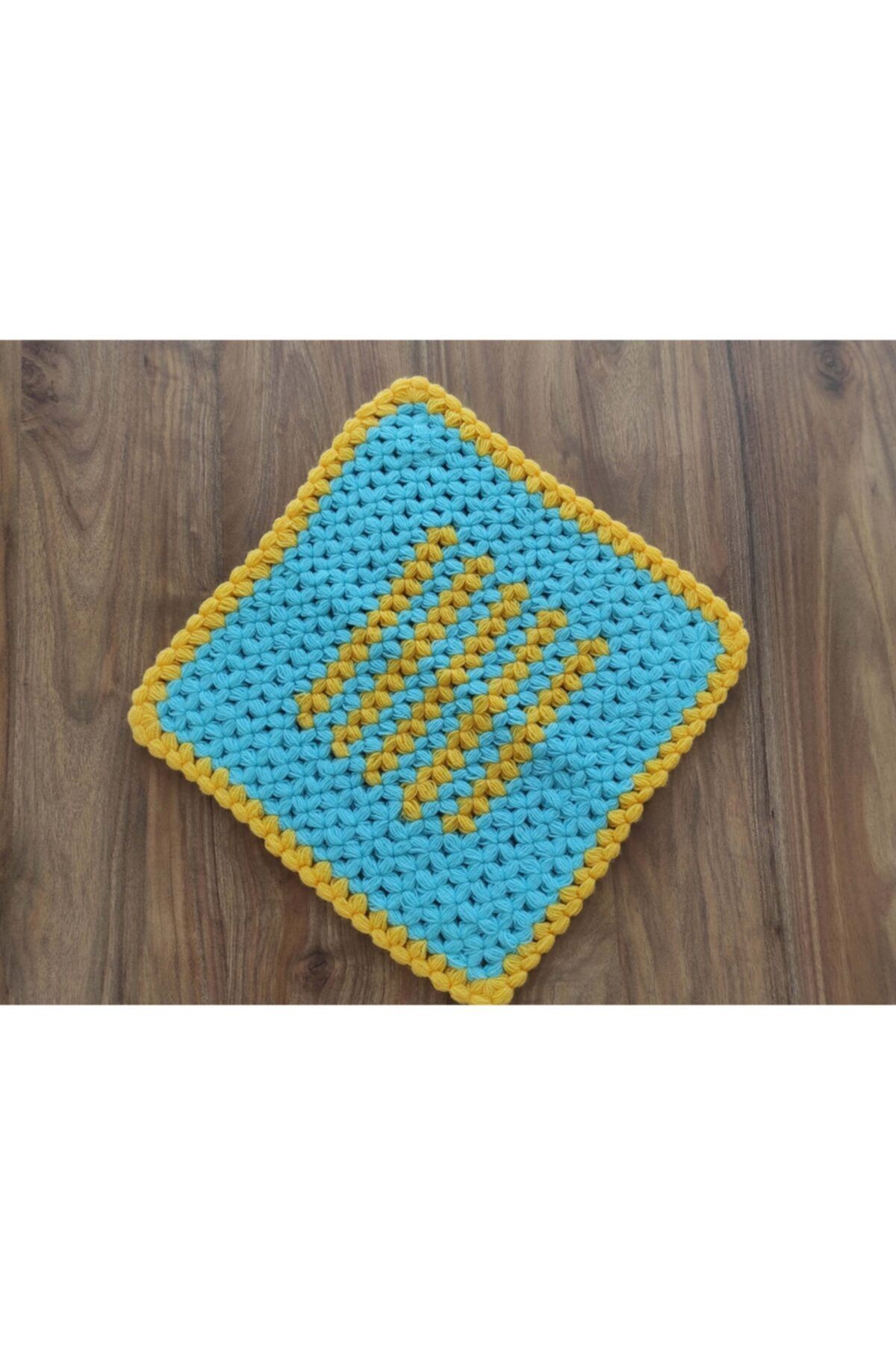 Mimoza El Örgüsü Yün Örme Kare Banyo Lifi 27x27 Cm