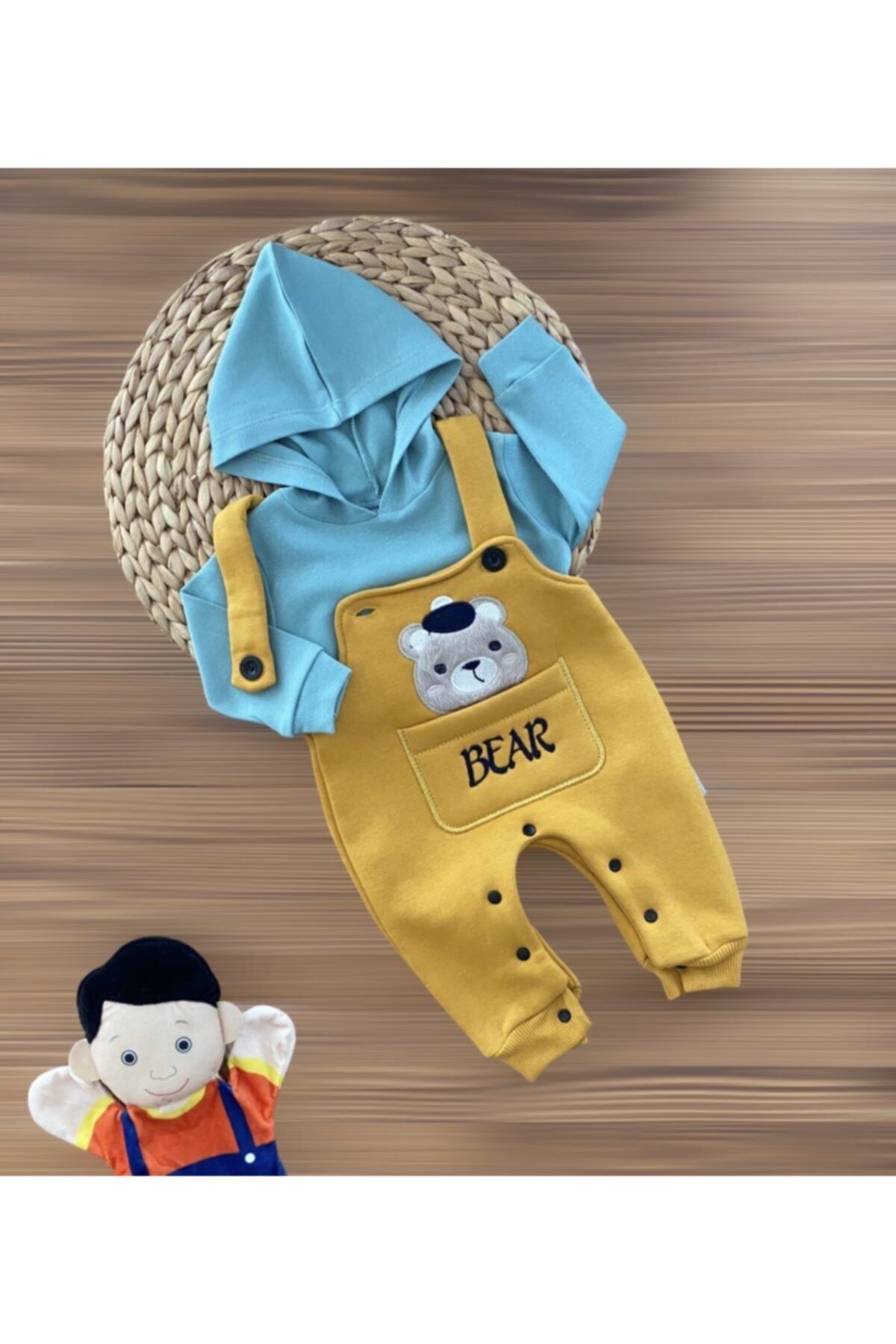 Murat Baby 2’li Kapüşonlu Uzun Kollu Polar Slopet Sarı