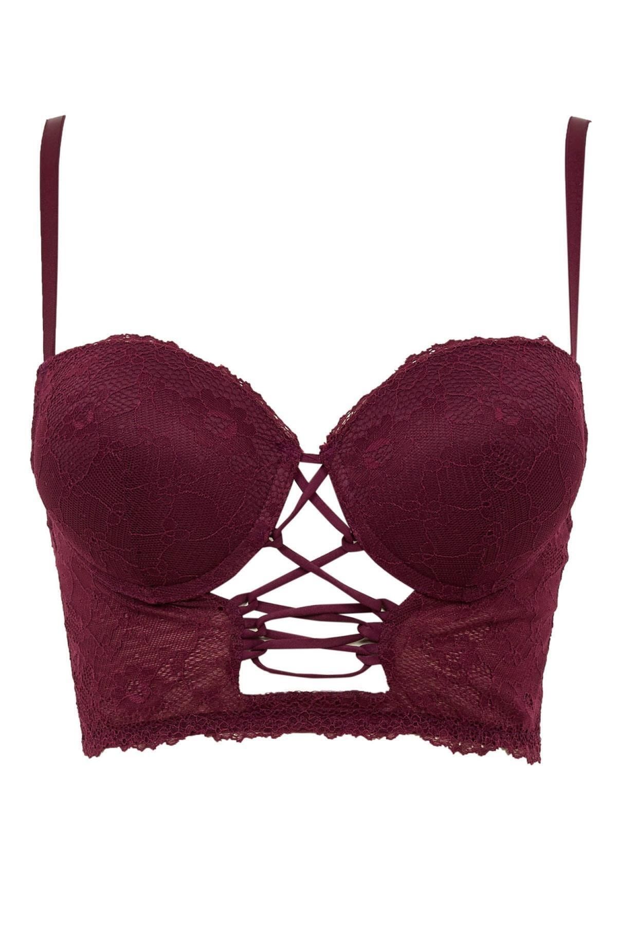 DeFacto Fall In Love Dantelli Çapraz Ip Detaylı Dolgulu Bralet