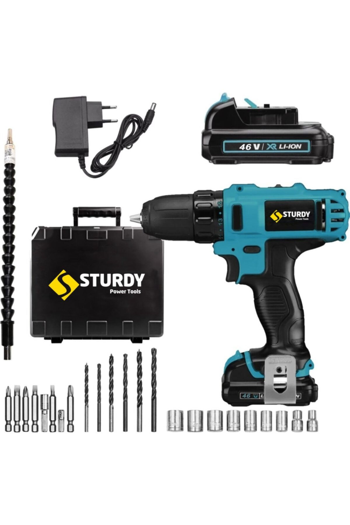 Sturdy Japon Technology 46v5ah Gx Seri Metal Şanzuman Şarjlı Çift Akülü Vidalama 27prç Uç Setli