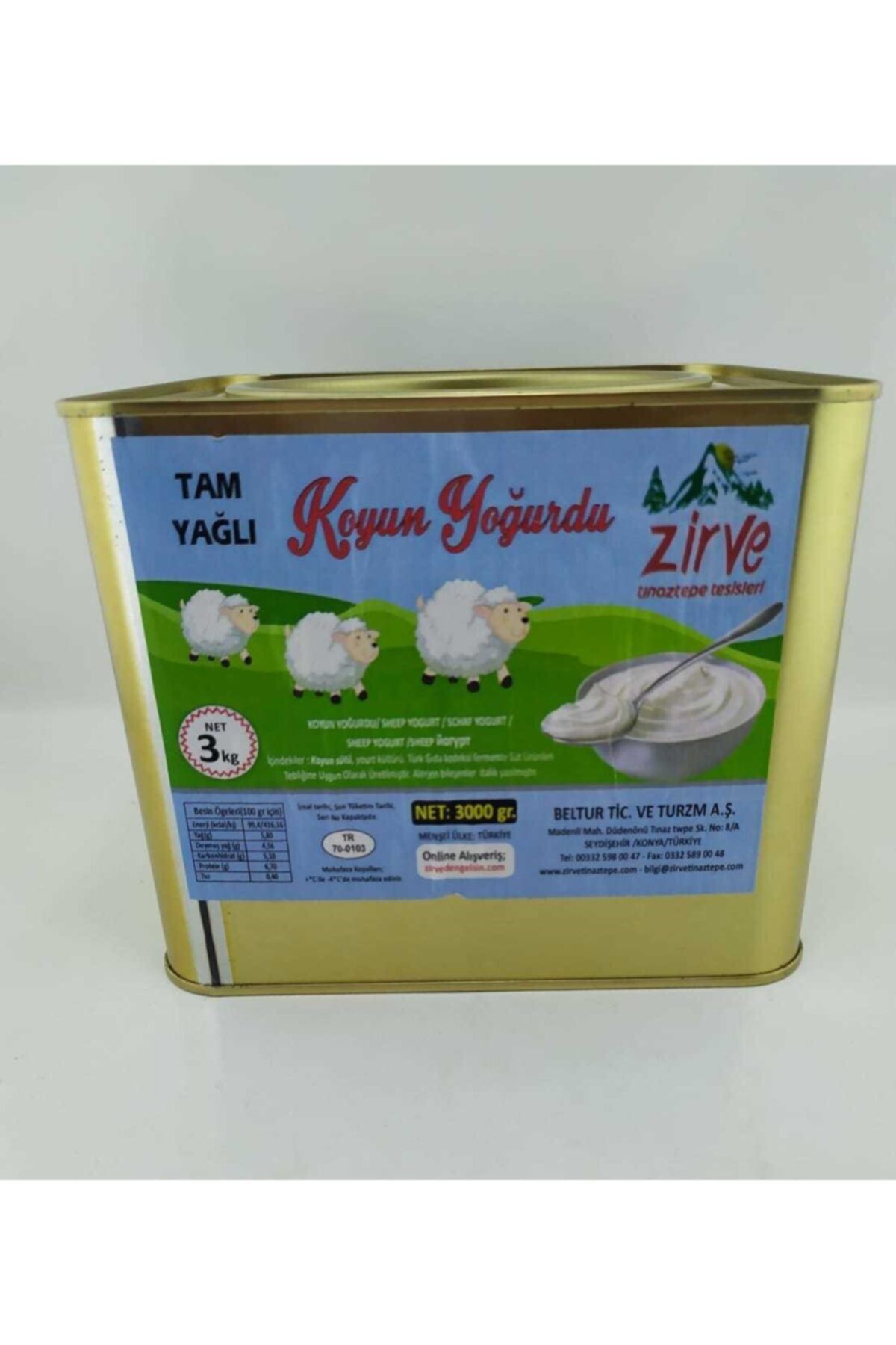 ZirvedenGelsin Koyun Yoğurdu Tam Yağlı 3kg