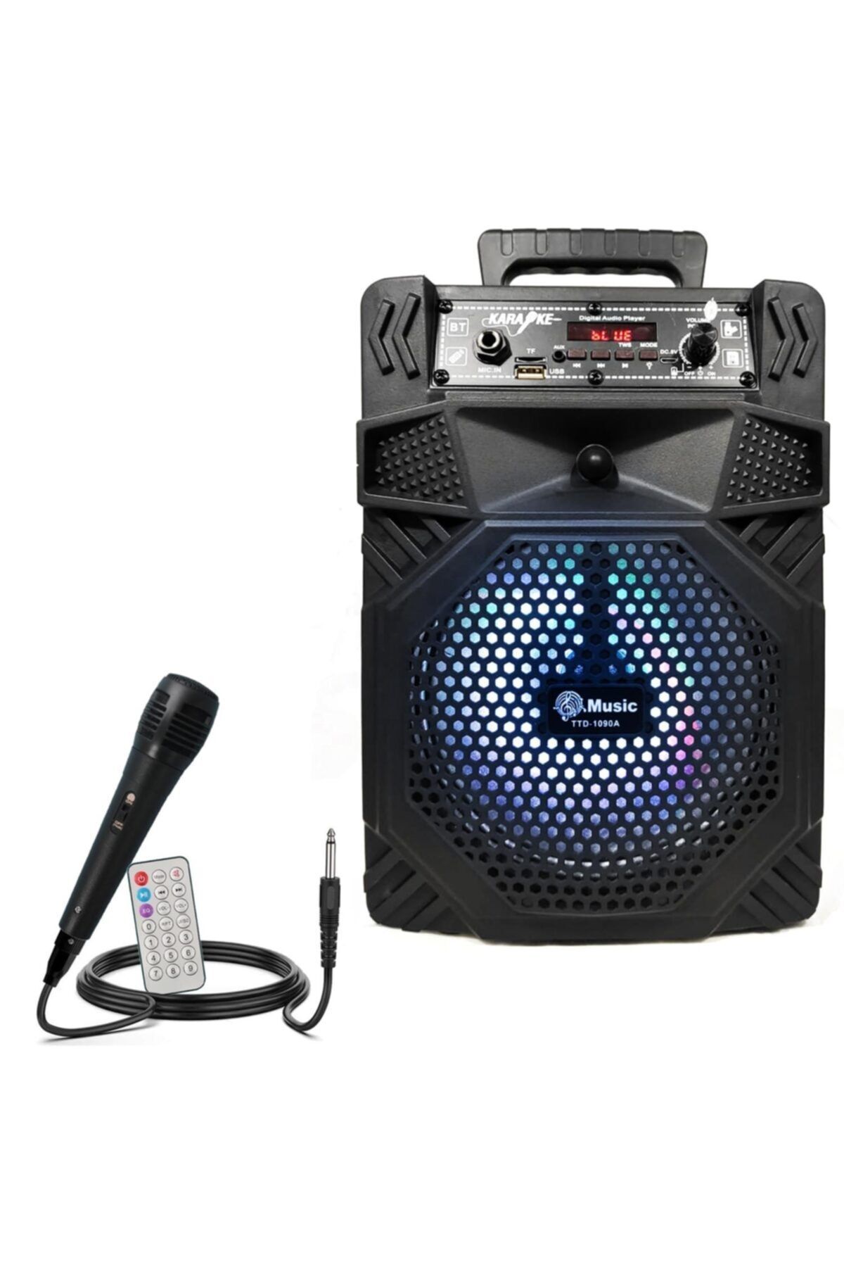 KİMİSO Seyyar Anfi El Mikrofonlu 20cm 12w Bt/usb/sd Ledli Qs-5801a