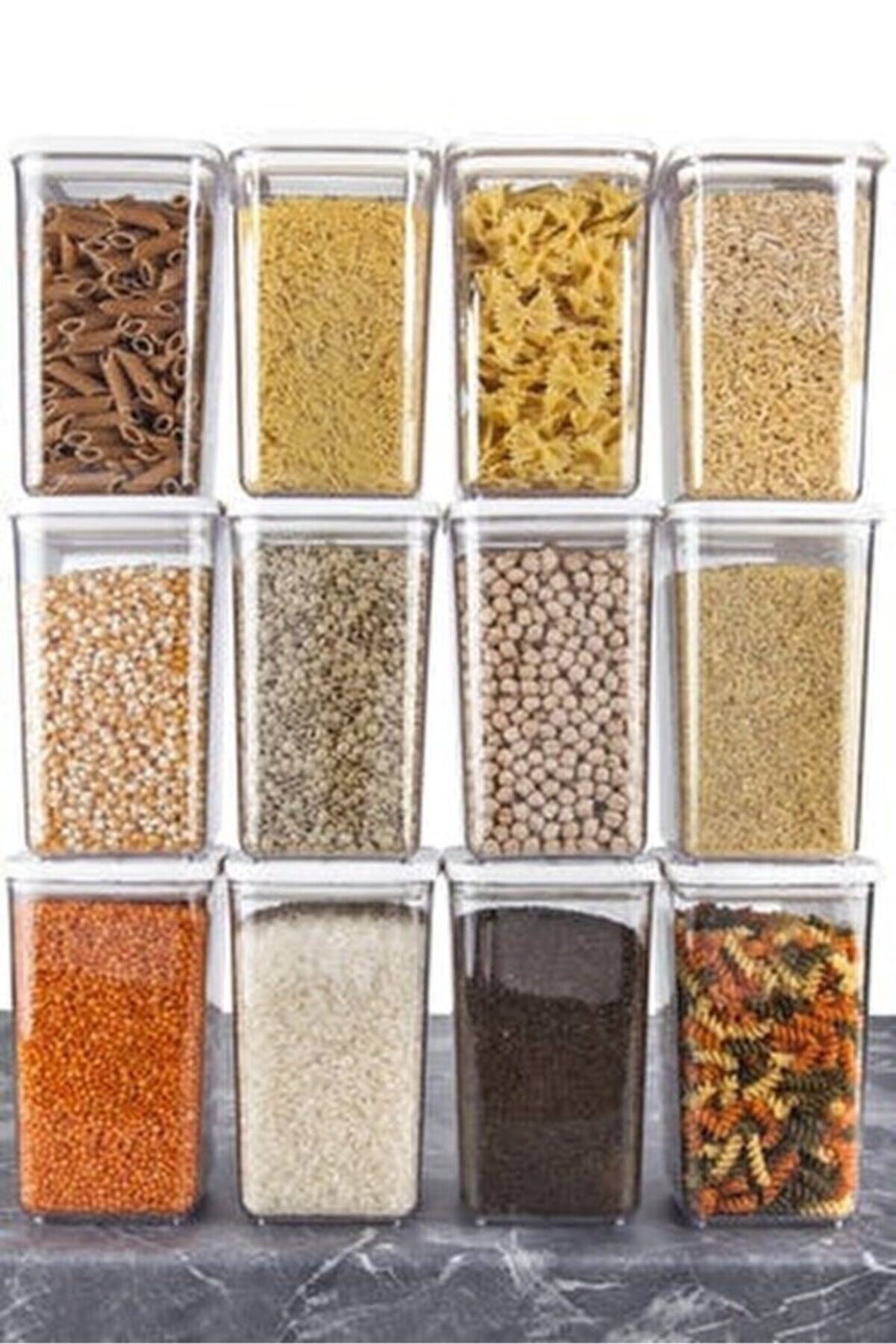 Kitchenclub 6 Li Set 1200 Ml Vakumlu Kapak Bpa Içermeyen Gıda Saklama Kabı Set Bakliyat Un Şeker 6 Adet