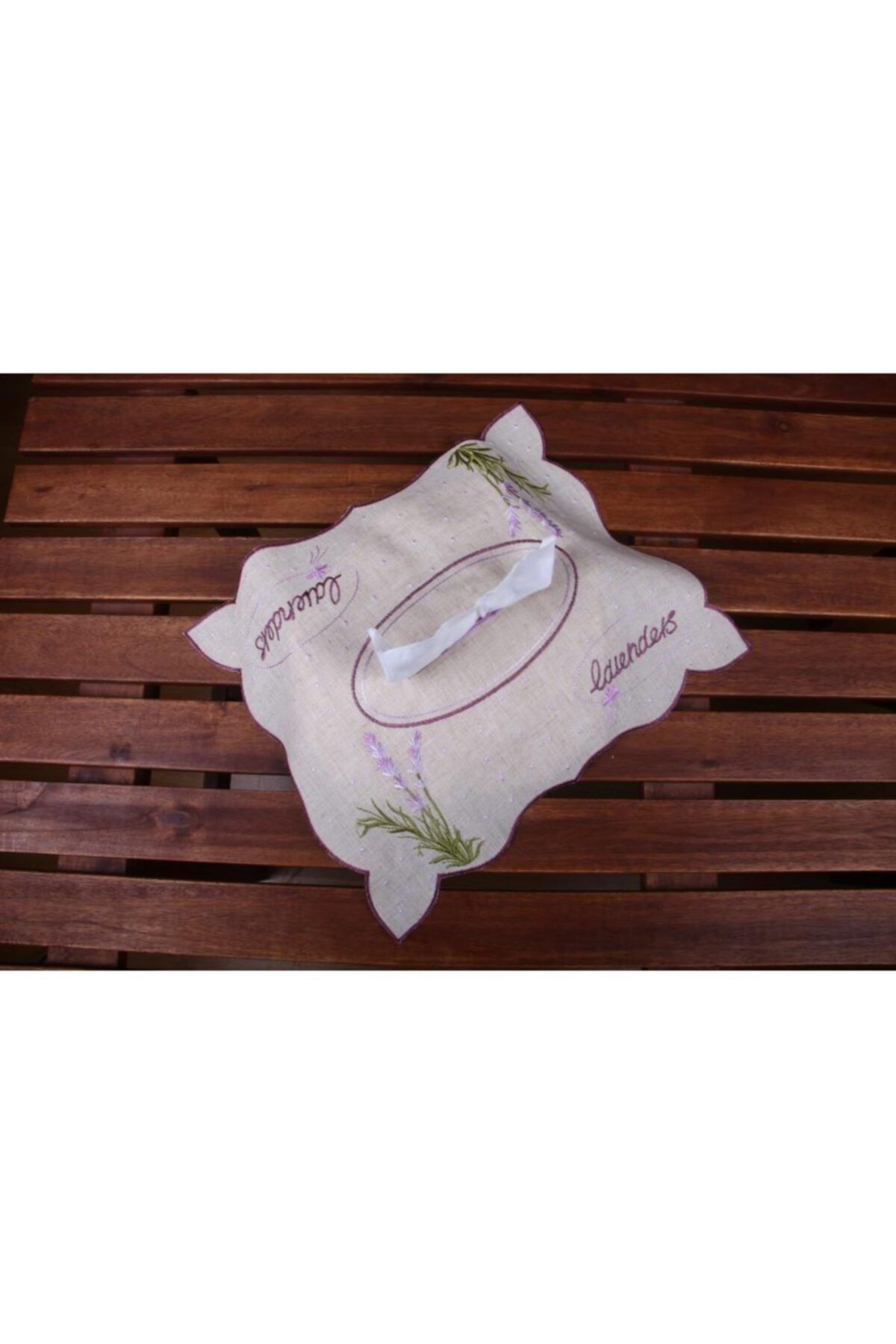 Miss Gaya Mıss Gaya Peçetelik Lavanta Desenli Naturel Lila Kenarlık 38x31 Cm