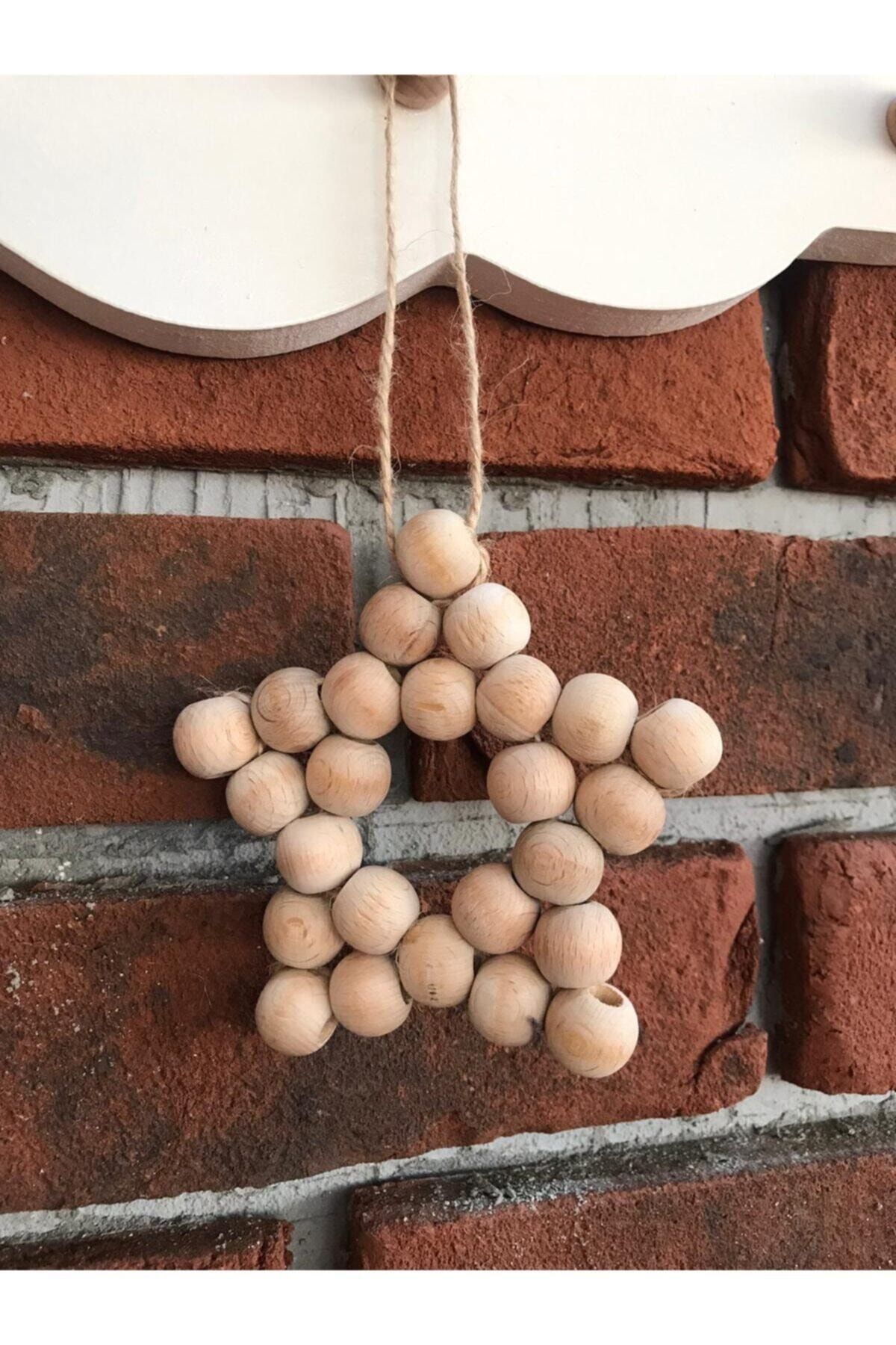DECORABUTİK Dekoratif Ahşap Boncuklu Yıldız