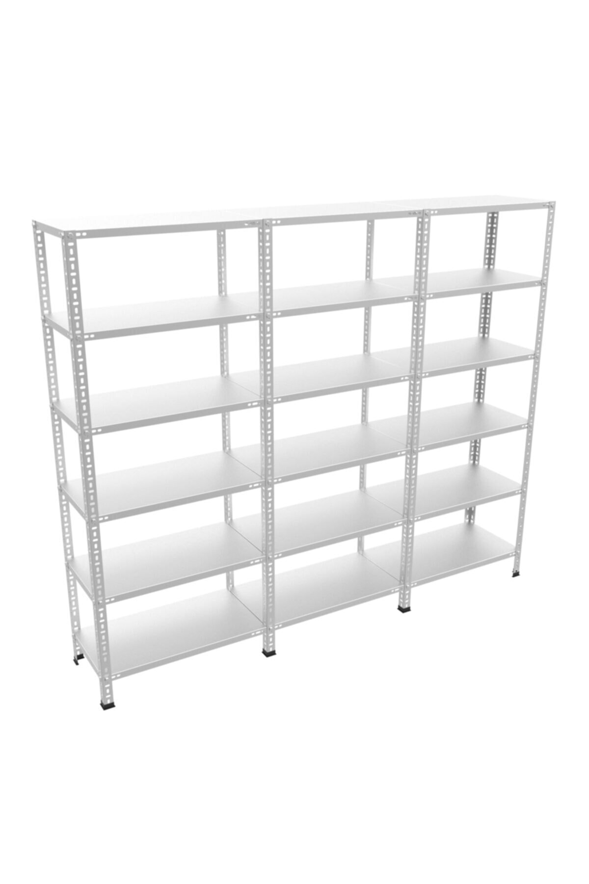 RafBurada 6 Katlı 3'lü Bitişik Galvaniz Çelik Raf.Depo,Dosya Rafı 1.00 MM-59X93-200cm