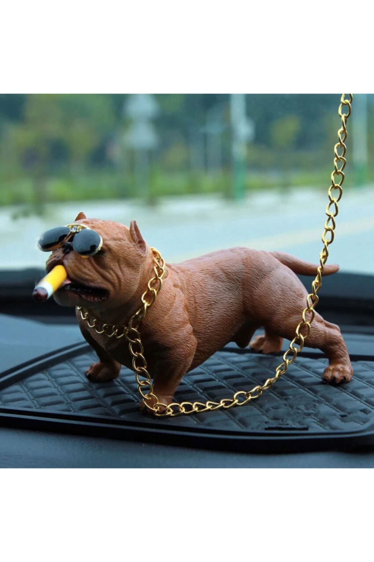 Carat Pitbull Beyaz Köpek Oto Torpido Konsol Aksesuarı Araç Içi Süs